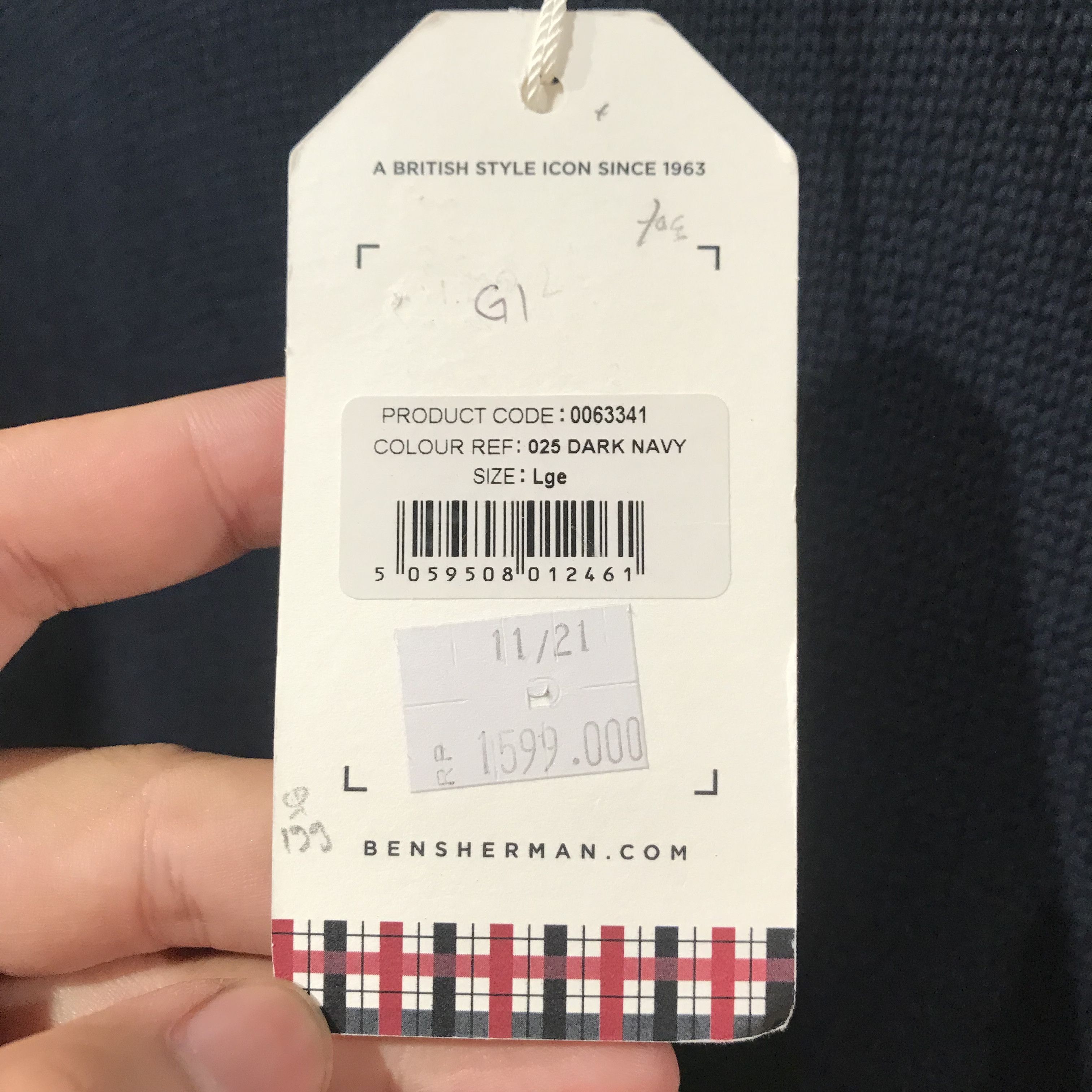 Ben Sherman Ben Sherman Crinkle Cotton Crewneck Jumper Dark Navy Beige Size US L / EU 52-54 / 3 - 4 Thumbnail