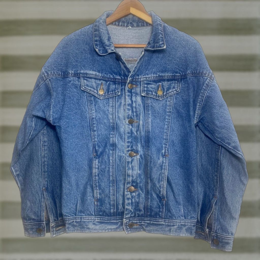 Vintage VINTAGE Denim Trucker Jacket Buckle Back Sz M Mens Jacket 90s Blue Cotton Short Size US M / EU 48-50 / 2 - 1 Thumbnail