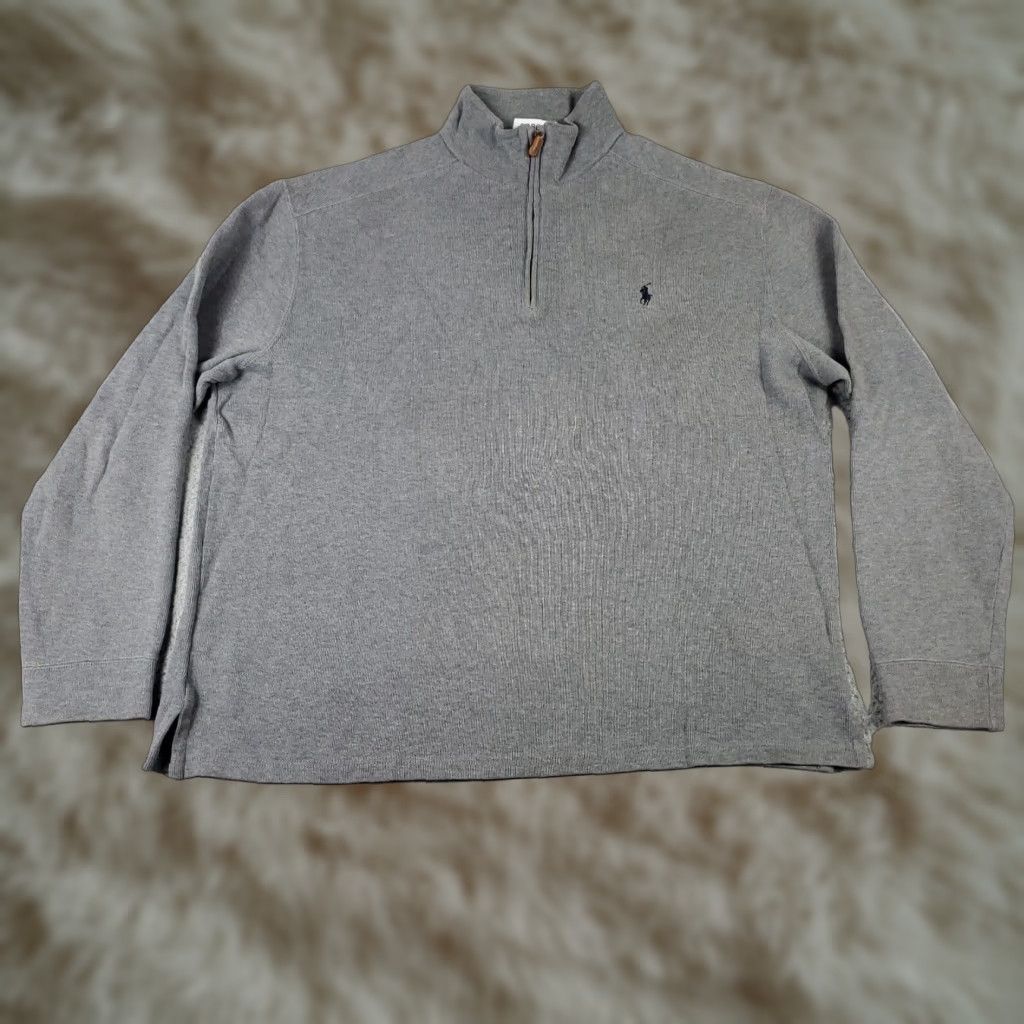 Ralph Lauren Ralph Lauren Mens XL Gray 1/4 Zip Pullover Sweater Cotton Polo Pony Logo Size US XL / EU 56 / 4 - 1 Thumbnail
