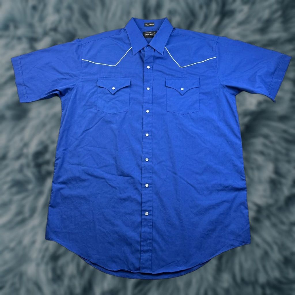 Vintage High Noon Shirt Mens LT Large Tall Blue Western Pearl Snap Rancher Size US L / EU 52-54 / 3 - 1 Thumbnail