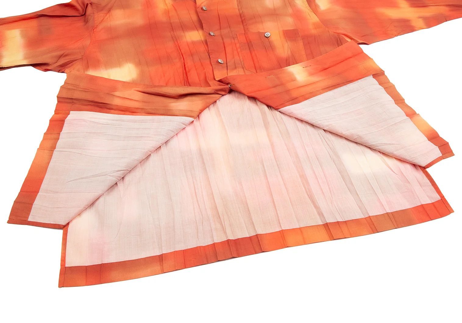 Issey Miyake Tie-Dye Pleated Design Shirt in Orange Size US XL / EU 56 / 4 - 10 Thumbnail