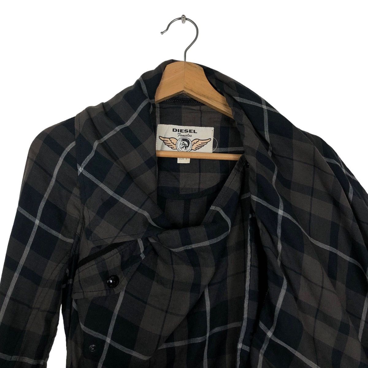 Japanese Brand 🔥90’s Bondage Parachute Biker Jacket Diesel Femme Tartan Size S / US 4 / IT 40 - 9 Thumbnail