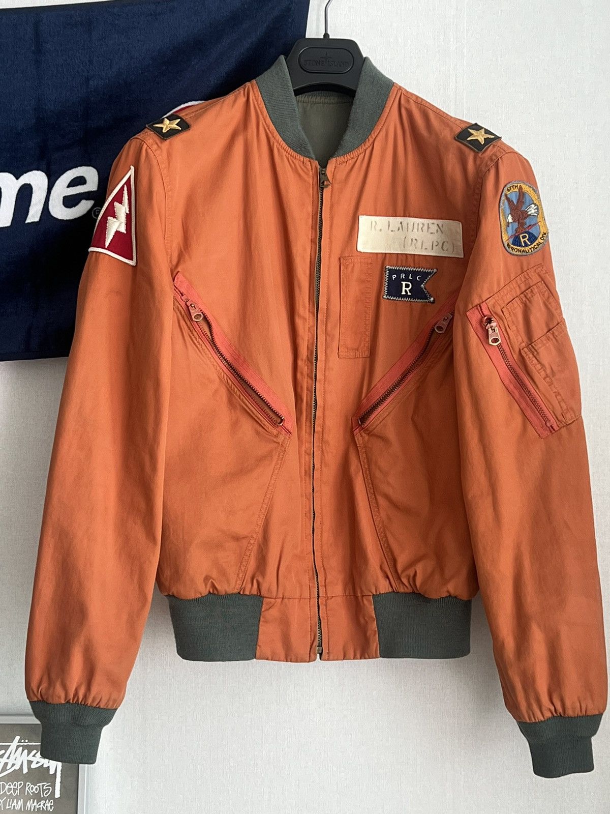 image of Polo Ralph Lauren Polo Ralphlaurent Reversible Ma-1 Bomber Jacket in Orange, Men's (Size XS)