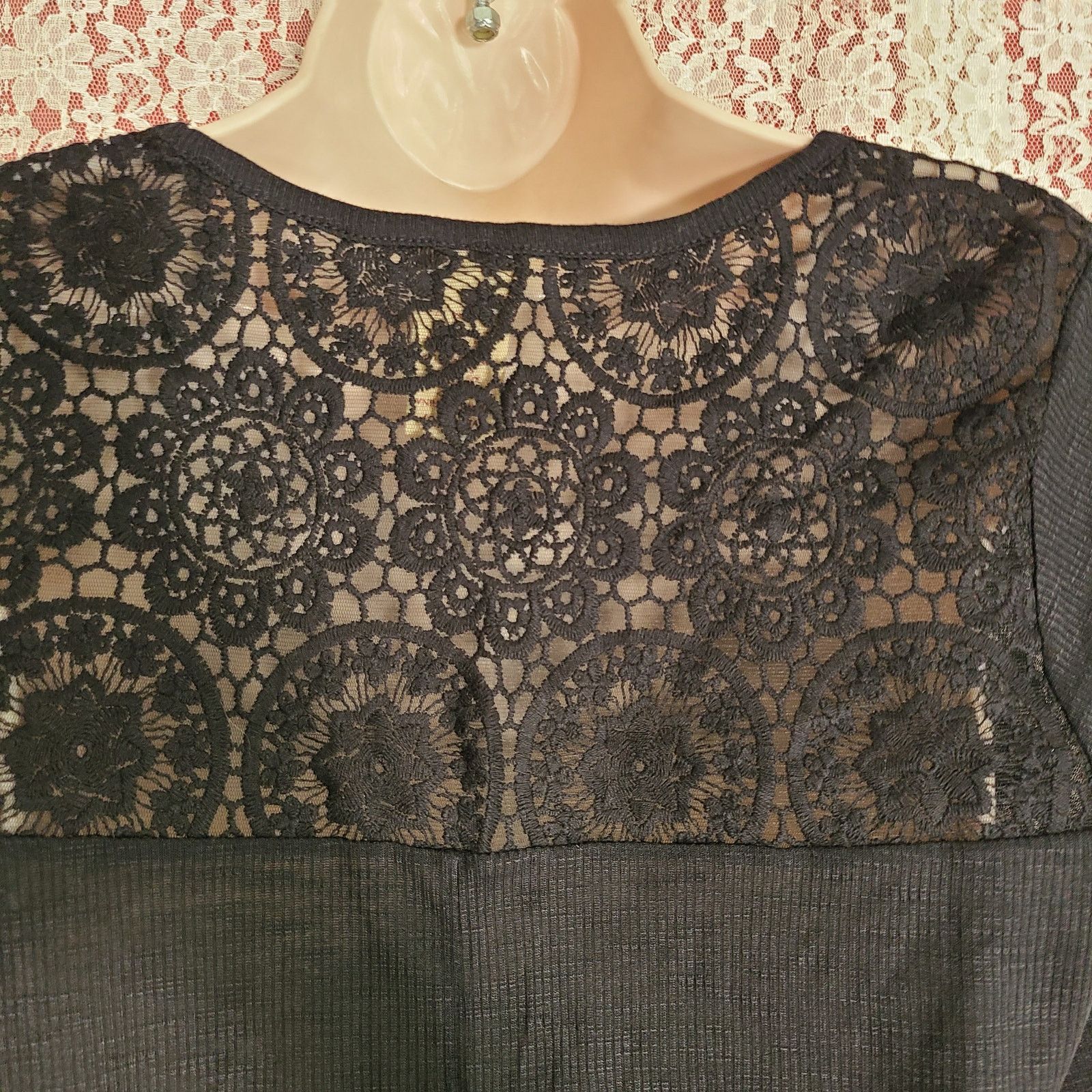 Faded Glory NWT faded glory black ribbed lace back top size medium Size M / US 6-8 / IT 42-44 - 7 Thumbnail