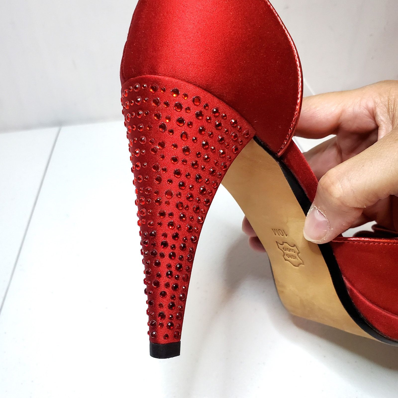 Designer Jessica Bennett Jeanie Satin Embellished Stiletto Heels 10 Size US 10 / IT 40 - 8 Thumbnail