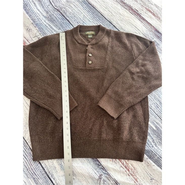Eddie Bauer Eddie Bauer 100% Cotton Knit Men's Brown Ribbed Henley Sweat Size US L / EU 52-54 / 3 - 9 Thumbnail