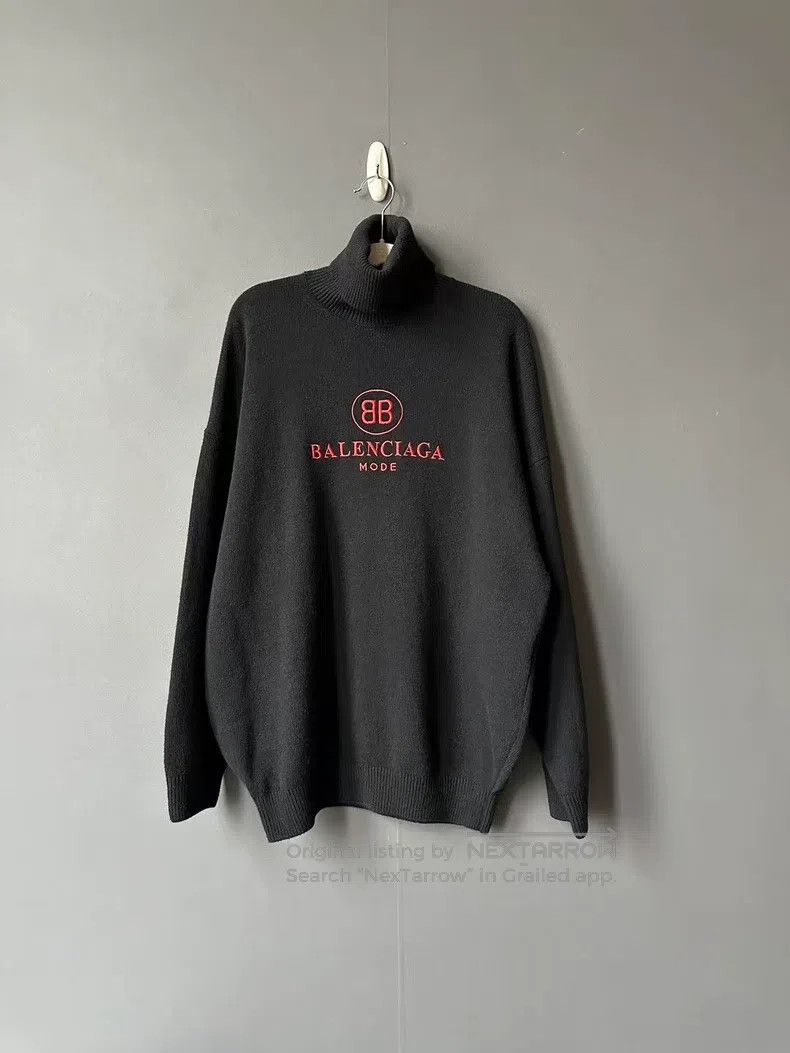 Balenciaga Balenciaga High Neck BB Cashmere Sweater Size XS / US 0-2 / IT 36-38 - 1 Thumbnail