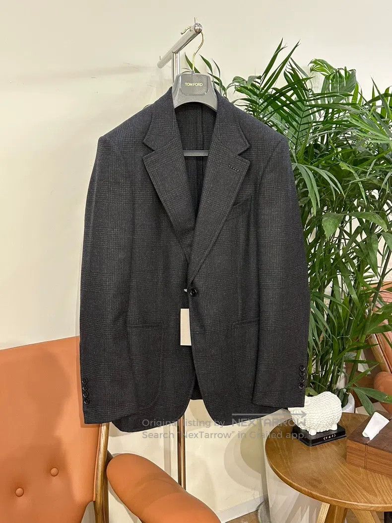 Tom Ford Tom Ford Wool Mixed Fabric Plaid Single-Breasted Jacket Size 50L - 2 Thumbnail