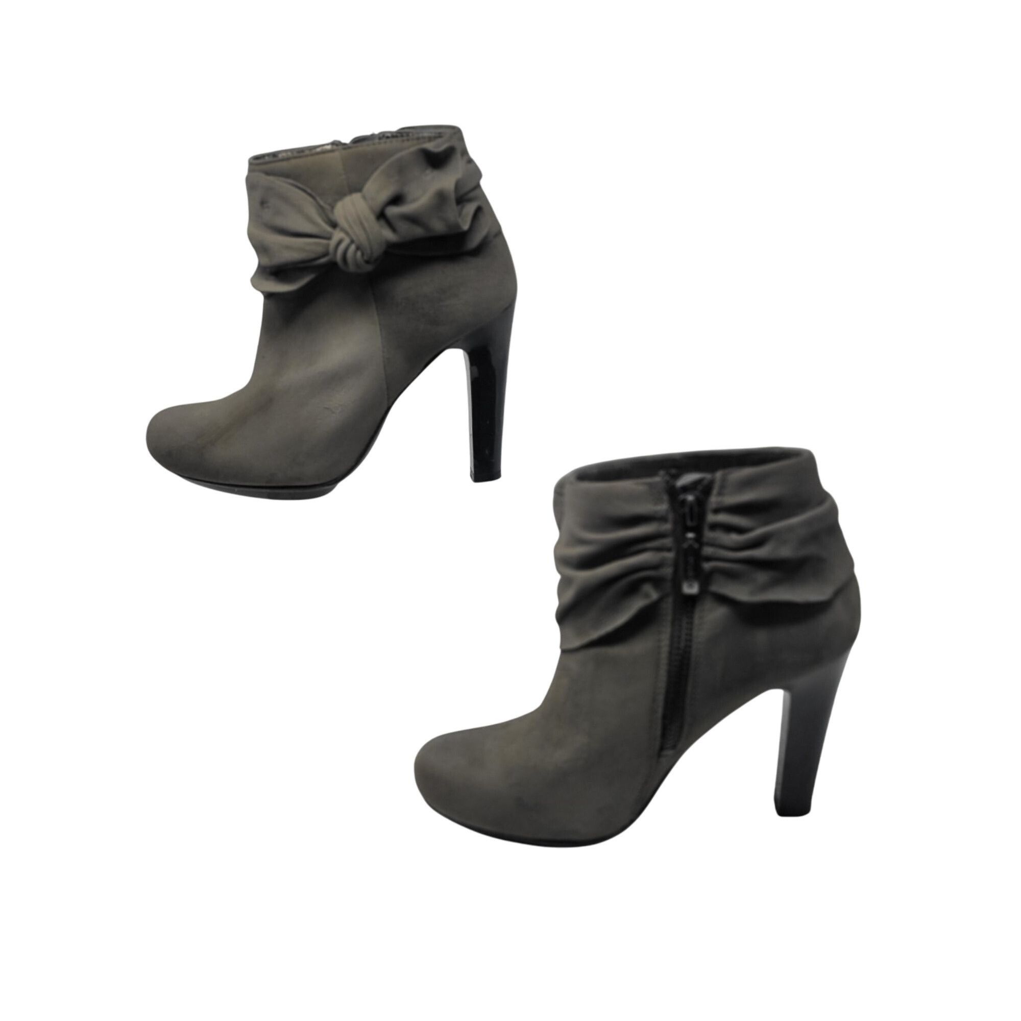 DKNY Vtg DKNY Vegan Faux Suede Gray Wynette Ankle Boots Sz 6 Heel Size US 6 / IT 36 - 1 Thumbnail