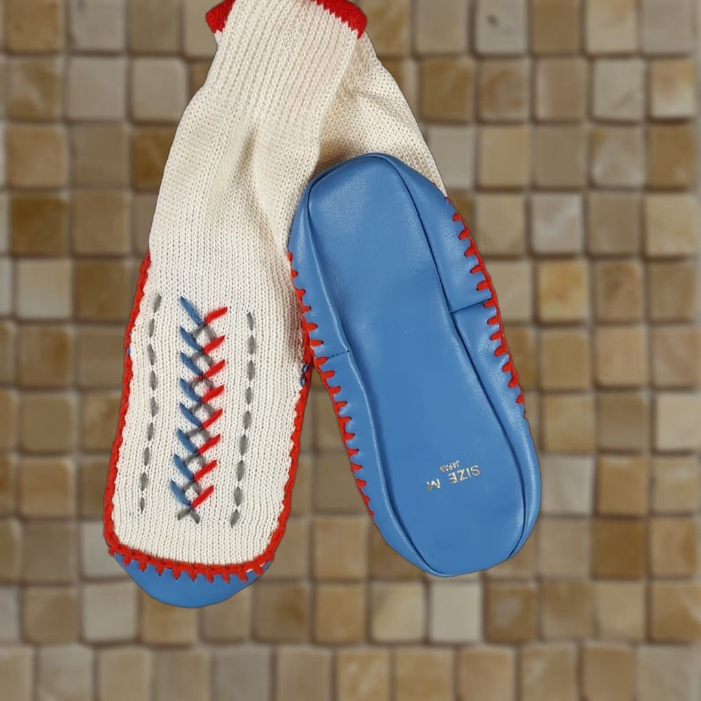 Vintage VINTAGE Ripon 70s Knit Slippers Leather Bottom Slip-On Wool Upper Medium Women Shoes Blue Slipper 70s Retro Casual Slip-On Size 32" / US 10 / IT 46 - 1 Thumbnail