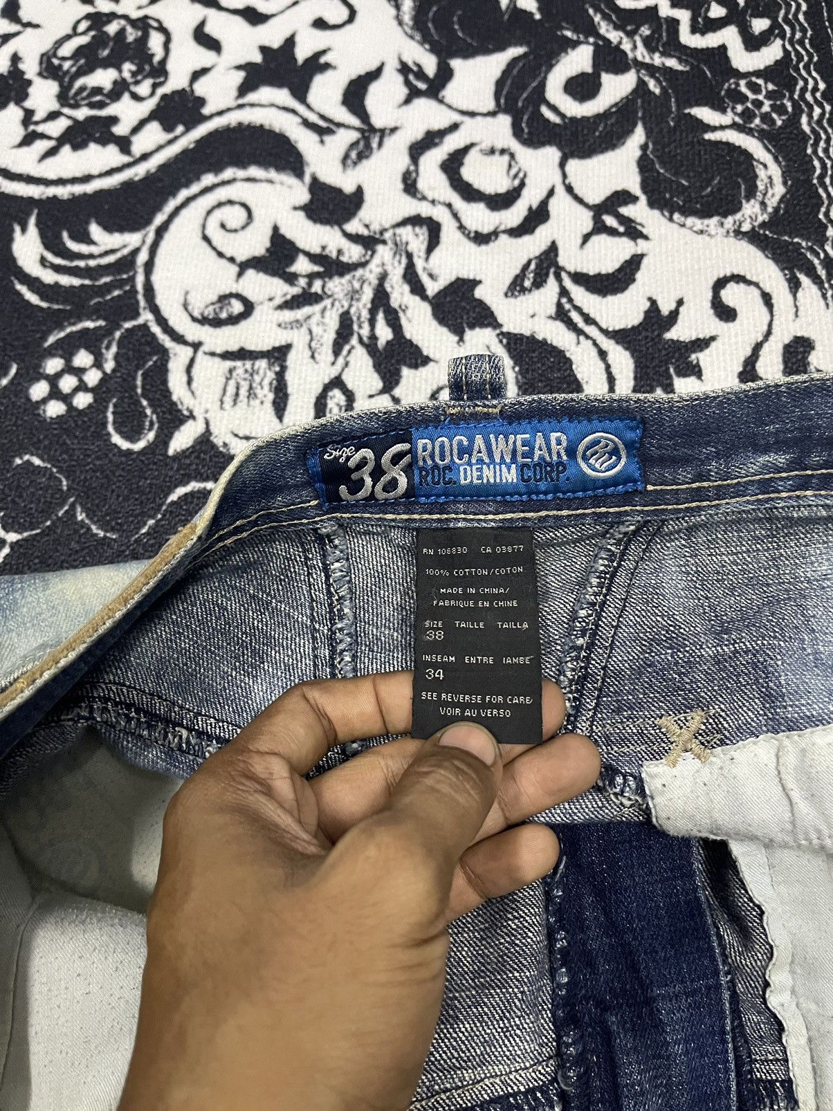 Rocawear 2000s ROCAWEAR BAGGY JEANS ACID SPLASH DESIGN Size US 36 / EU 52 - 13 Thumbnail