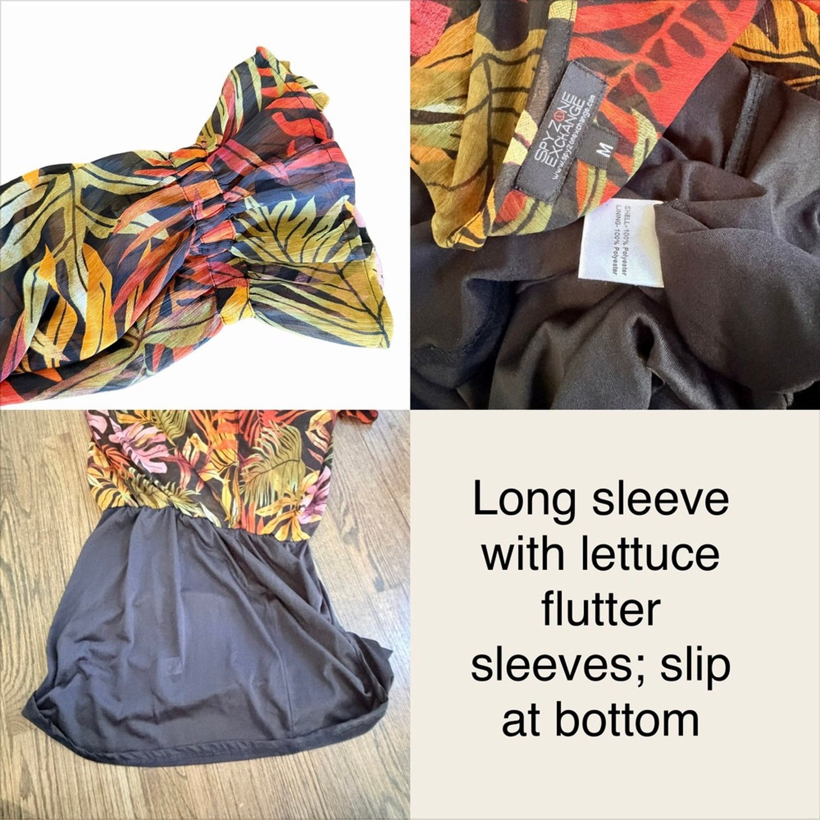 Other Sheer Tropical Leaf Print flutter Sleeve Wrap Maxi Dress Size S / US 4 / IT 40 - 5 Thumbnail