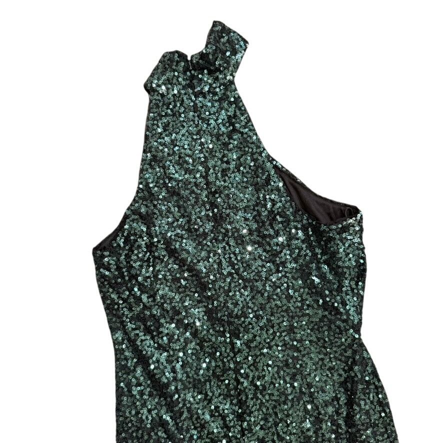Badgley Mischka Badgley Mischka Halter Neck Sequin Gown in Green, Size US 12 Size XL / US 12-14 / IT 48-50 - 11 Thumbnail