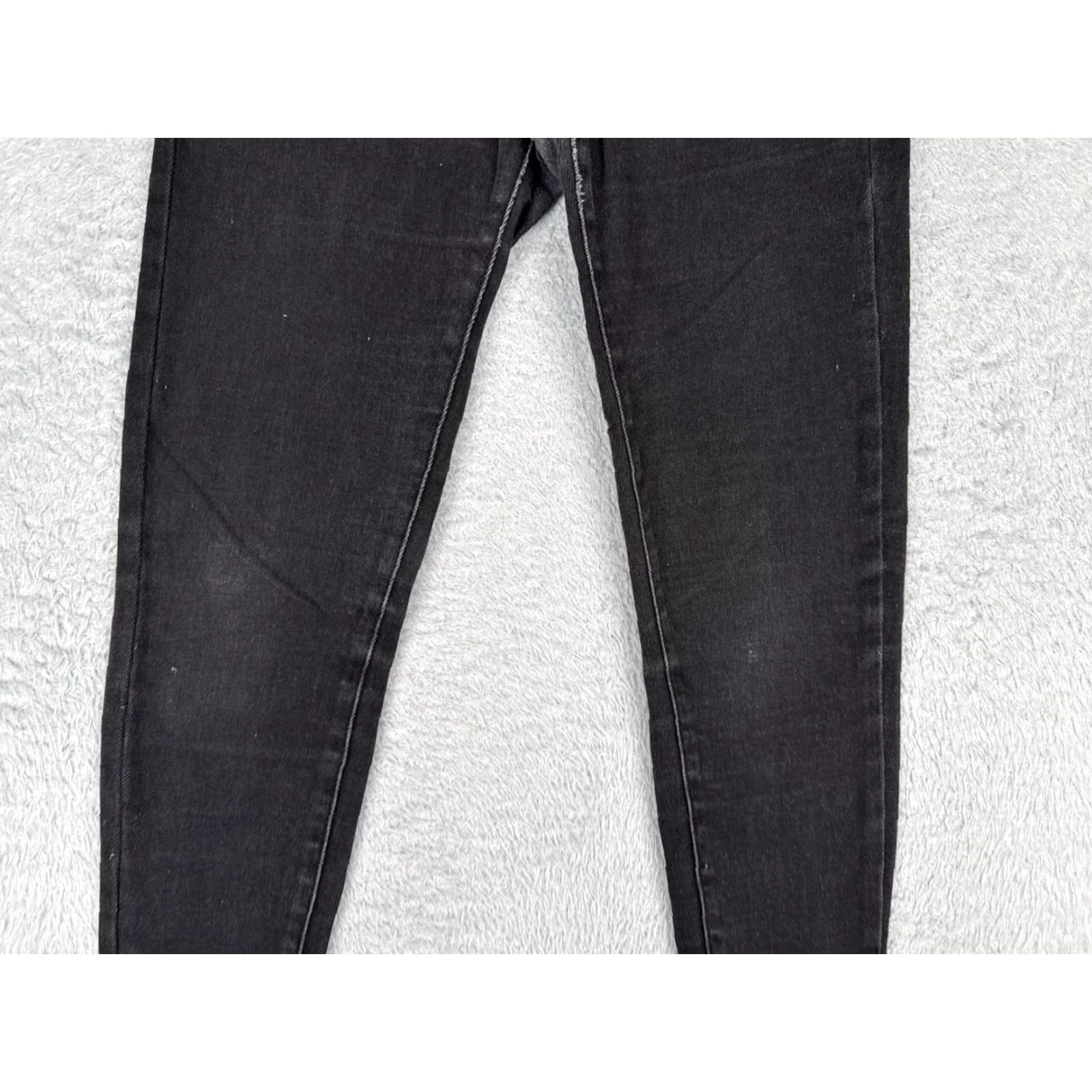 Vintage Manley Jeans Juniors 7 Black Denim Skinny Taper Leg Mid Rise Cotton Blend 26x27 Jeans Womens Size 28" / US 6 / IT 42 - 3 Thumbnail