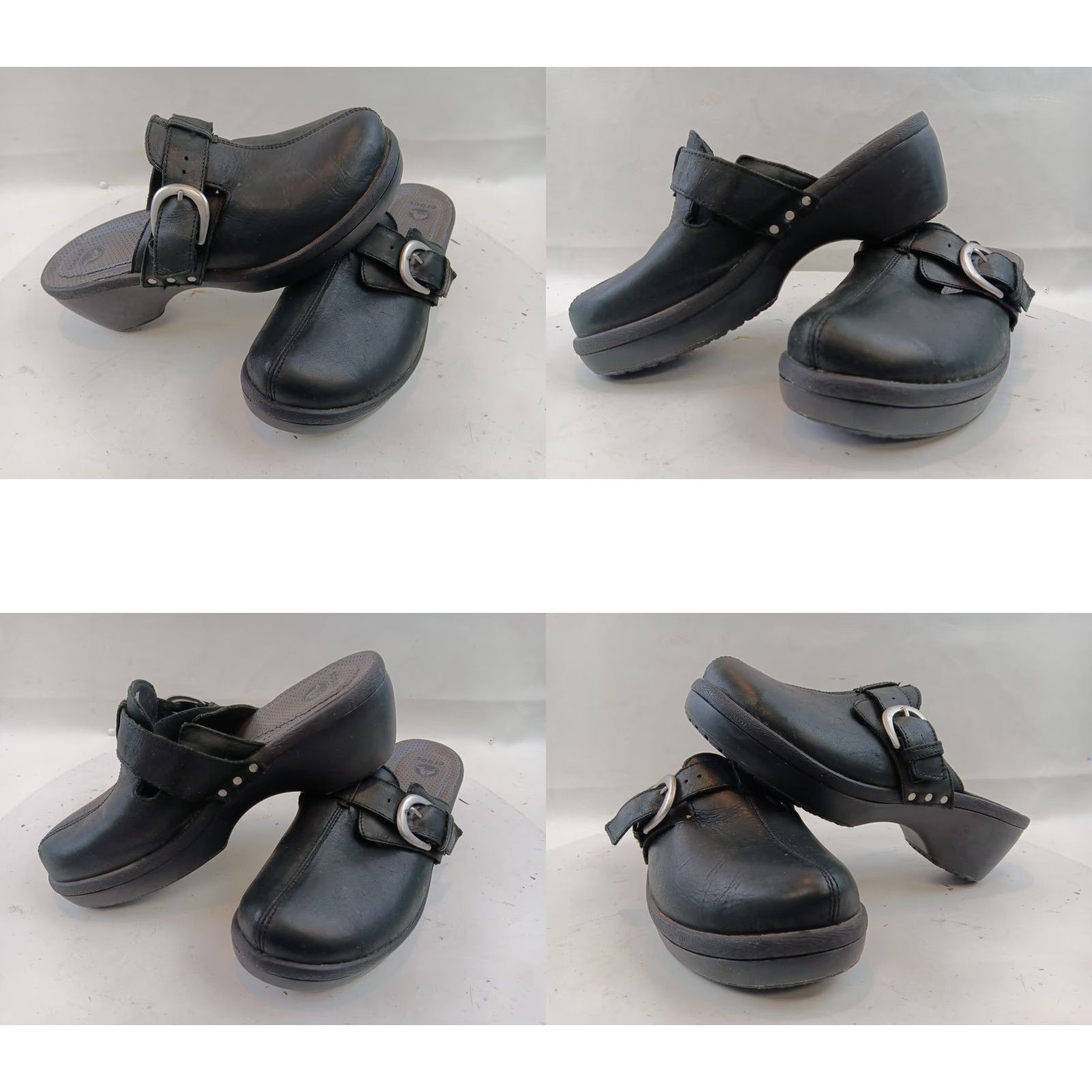 Crocs Crocs Cobbler 15513 Women Sz 11 Black Leather Mule Clogs Wedge Slip On Buckle Size US 11 / IT 41 - 9 Thumbnail