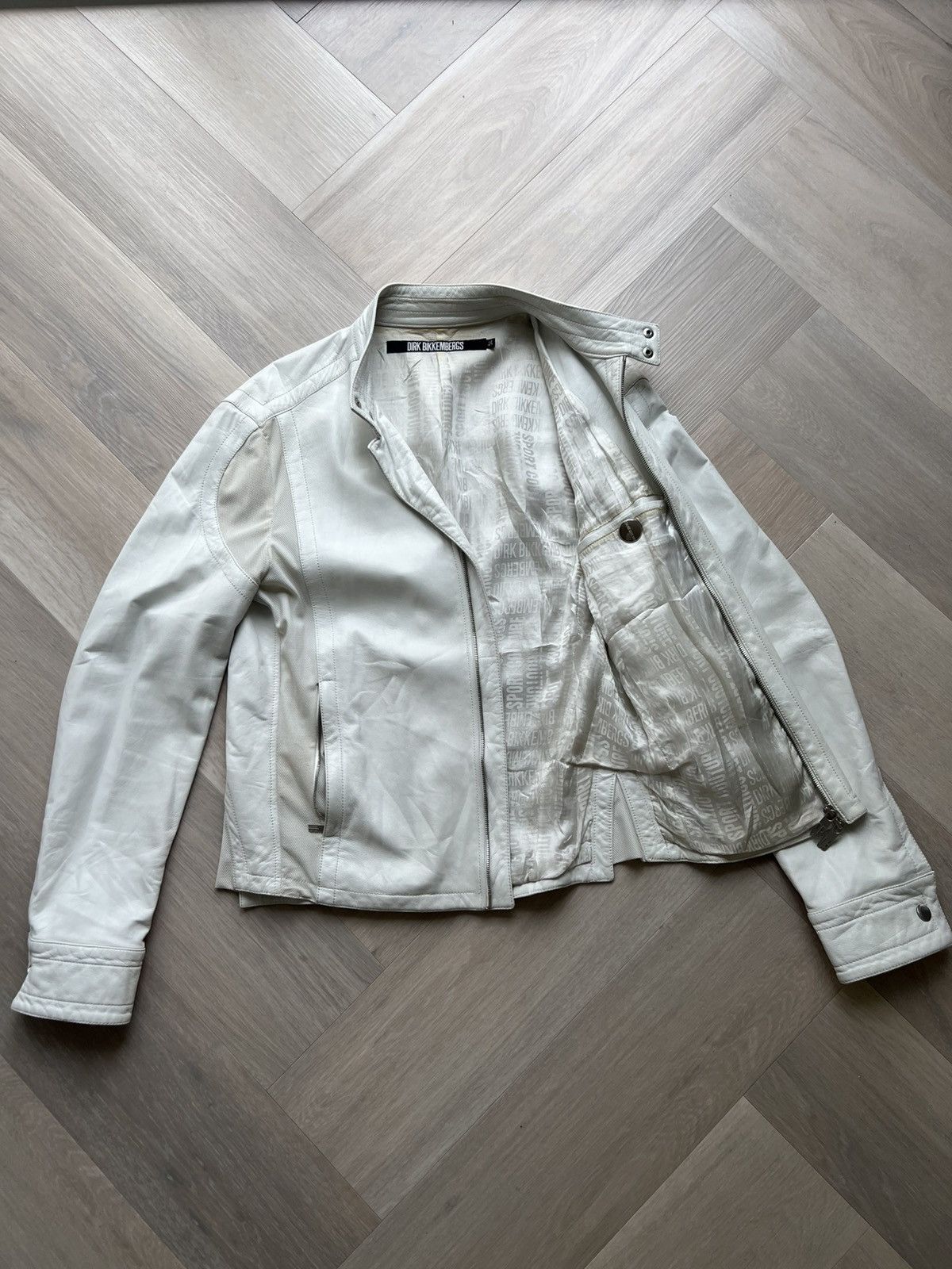 Dirk Bikkembergs Bikkembergs Sport White Leather Jacket Size US L / EU 52-54 / 3 - 3 Thumbnail