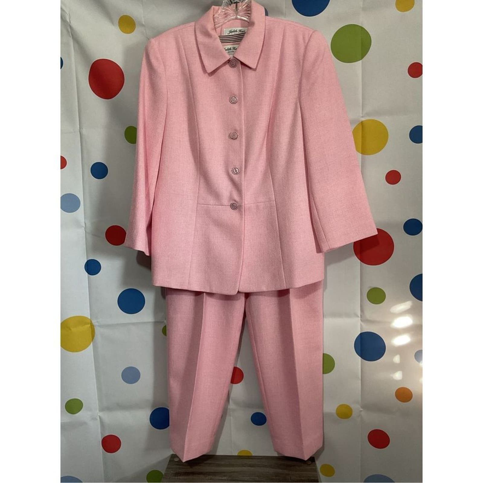 image of Vintage New Judith Hart 2 Pc Pant Suit Jacket 12P / Pants 10P Pink, Women's (Size 34)