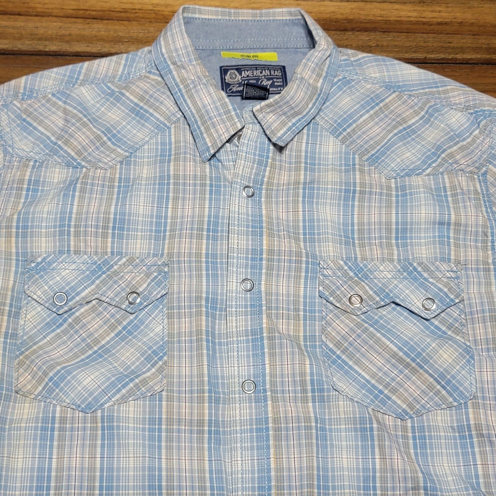 American Rag American Rag LS Pearl Snap Plaid Slim Fit Western Shirt - XL Size US XL / EU 56 / 4 - 2 Thumbnail