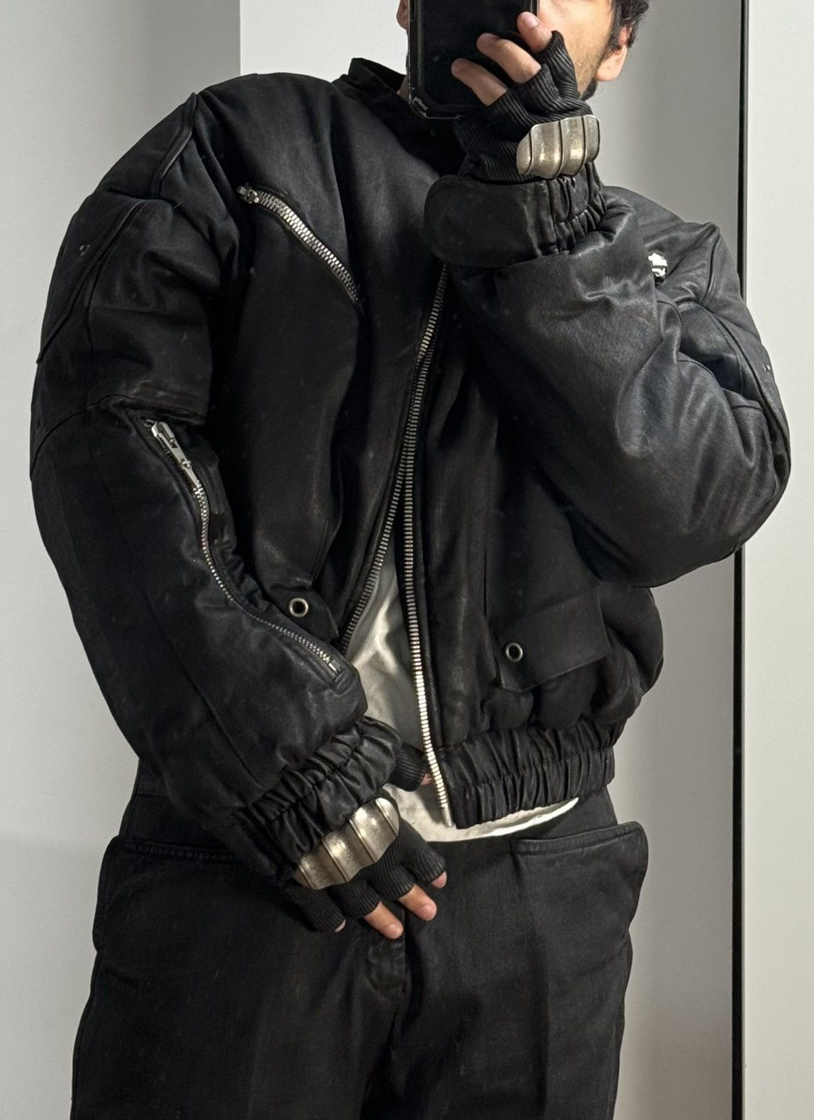 SHINE LUXURY RARE Shine Luxury “METHADONE” Layered Moto Bomber Jacket Size US S / EU 44-46 / 1 - 10 Thumbnail