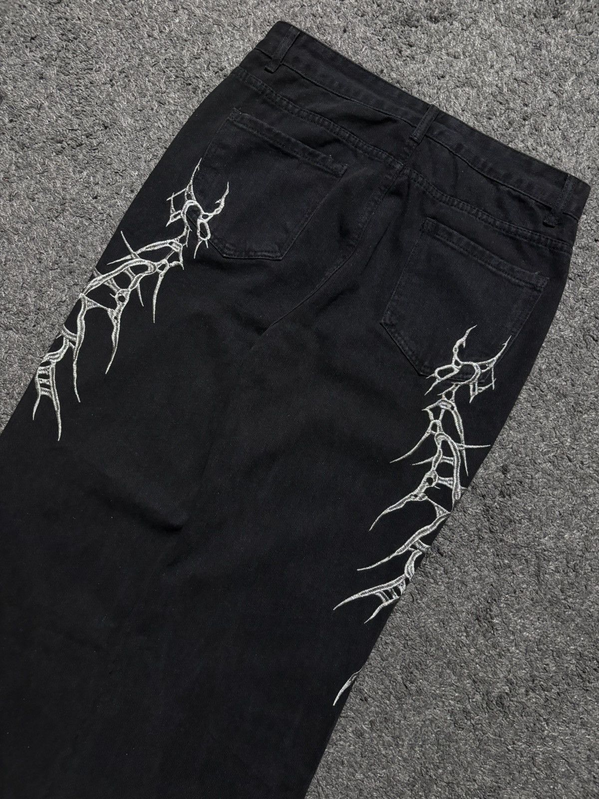 Jean × Vintage Vintage streetwear very rare spike silver flared black jeans Size US 34 / EU 50 - 11 Thumbnail