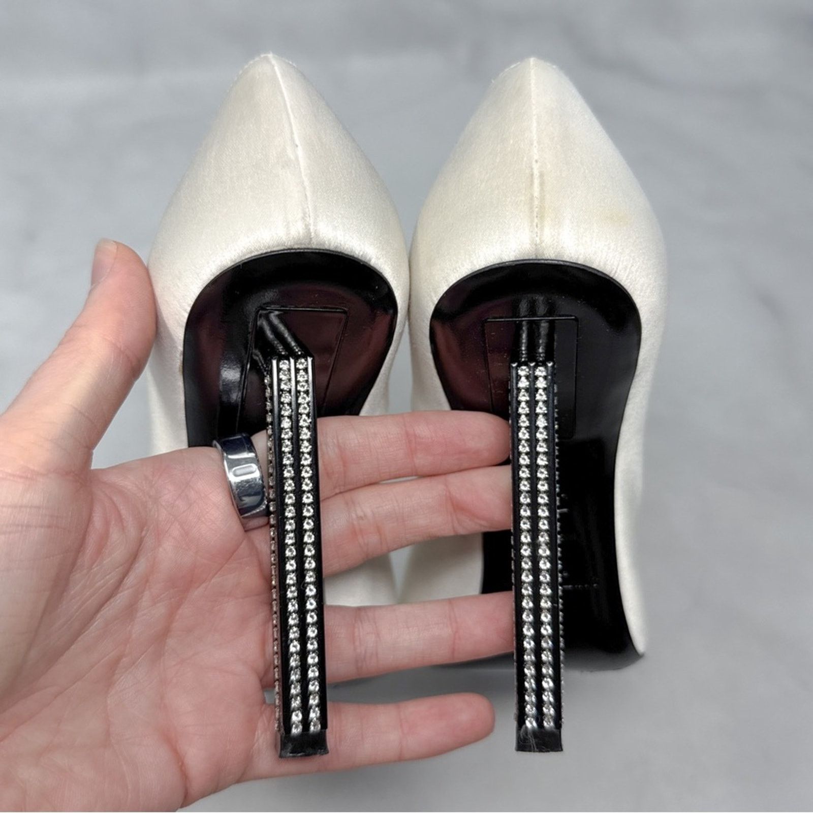 Saint Laurent Paris Saint Laurent Tower 110 Strass Silk Satin Pointed Toe Heels Size US 6.5 / IT 36.5 - 10 Thumbnail