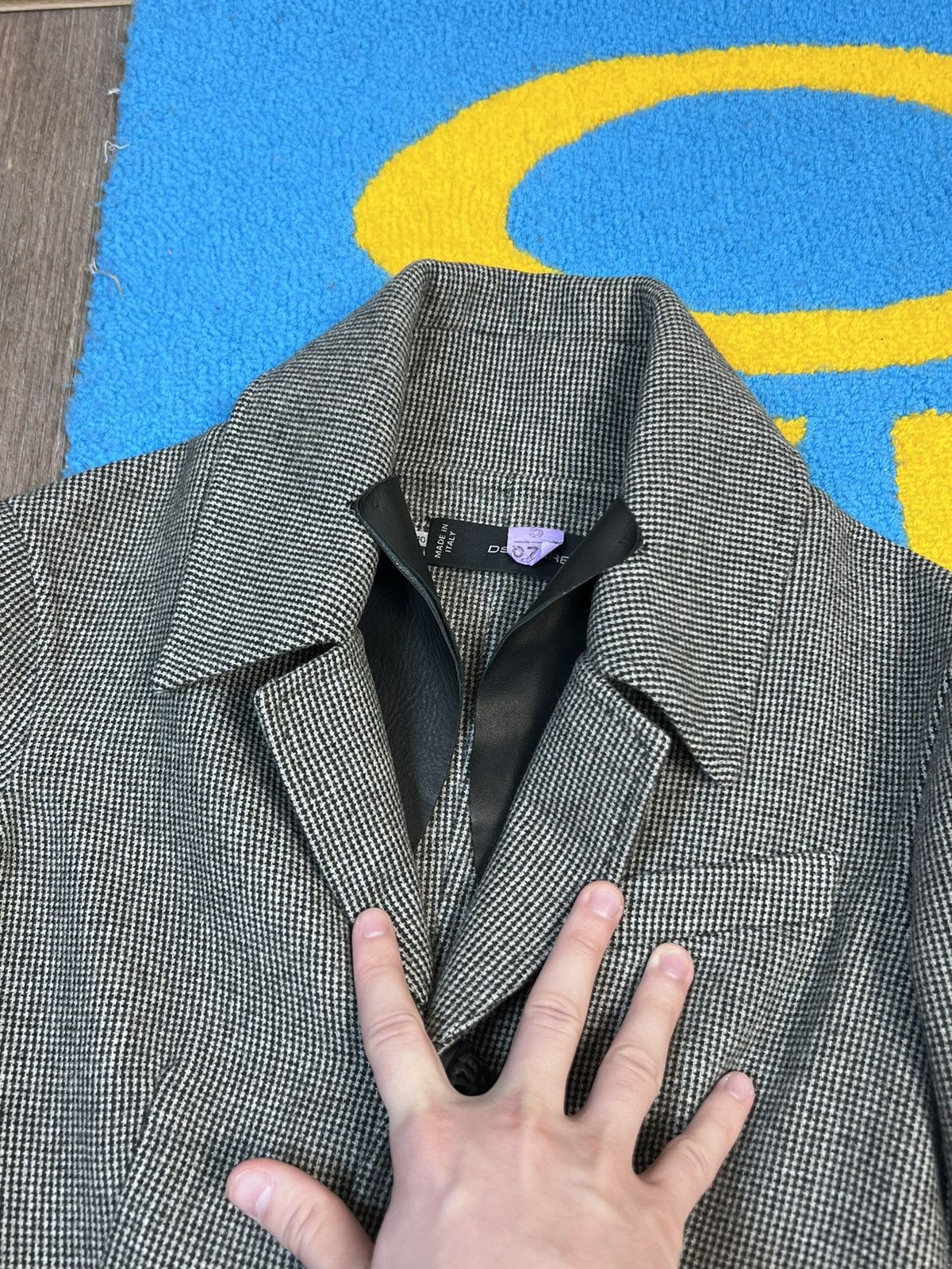 Dsquared2 × Vintage Dsquared2 Wool Checked Gray Coat Jacket with Leather details Size S / US 4 / IT 40 - 10 Thumbnail