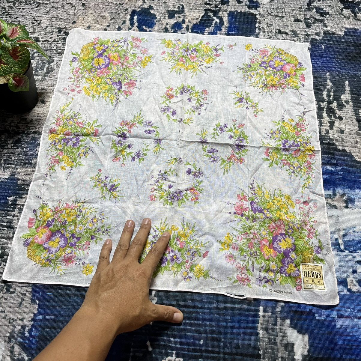 Designer × Japanese Brand × Vintage 🔥Vintage Unicraftman Herbs Flower design Handkerchief Size ONE SIZE - 6 Thumbnail