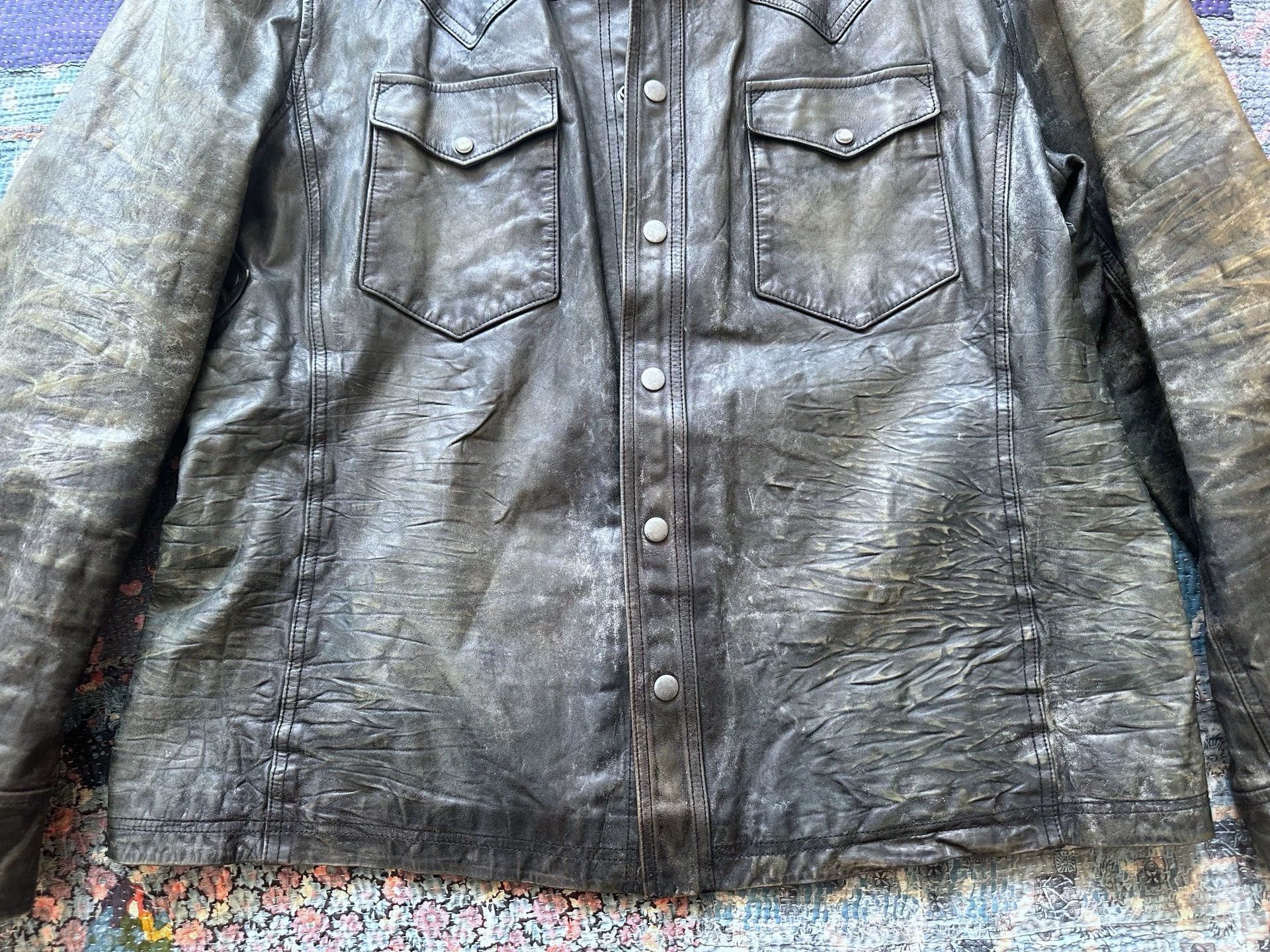 RRL Ralph Lauren RRL Governor Indigo Dyed Leather Jacket XXL Size US XXL / EU 58 / 5 - 4 Thumbnail