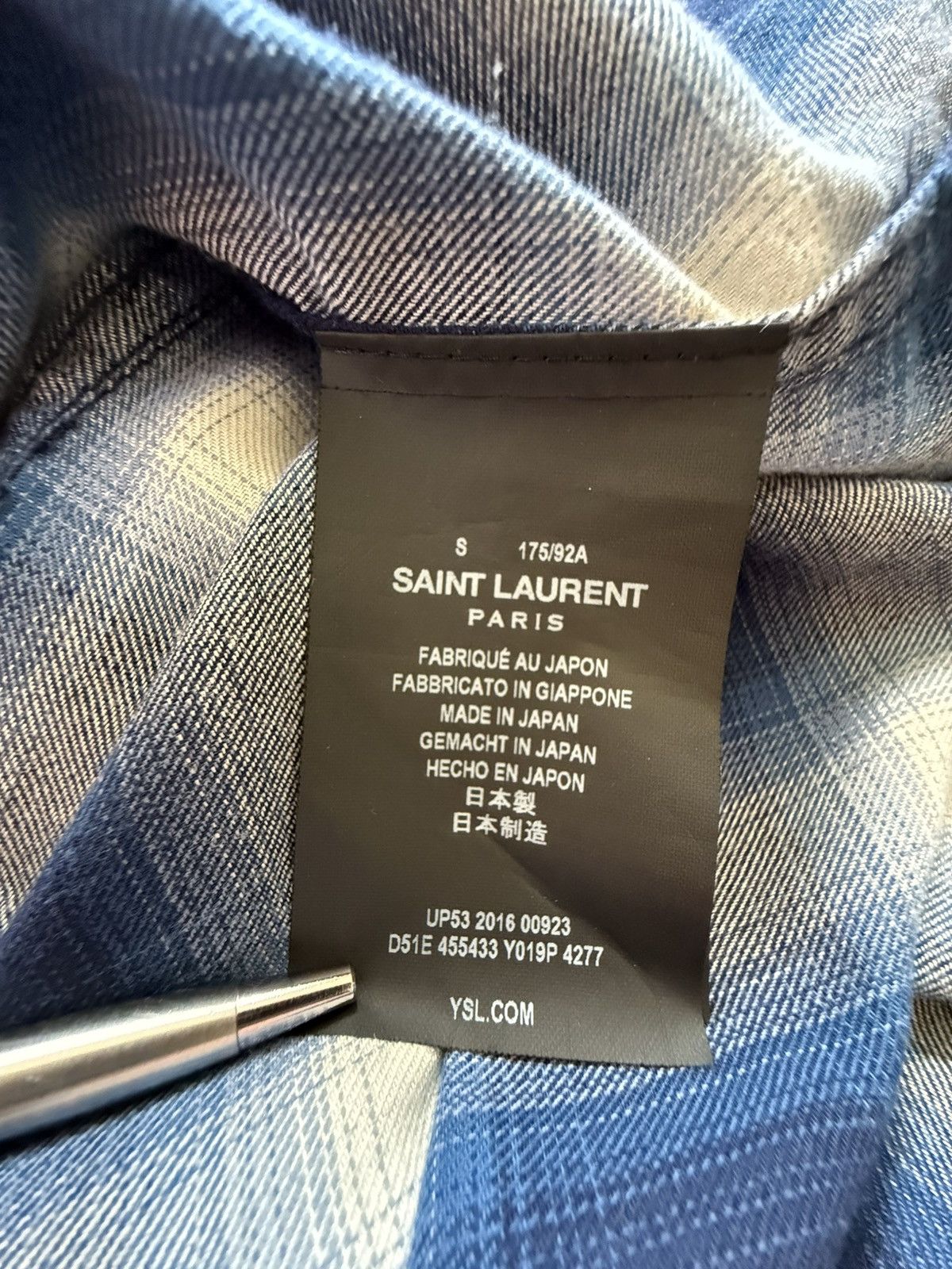 Saint Laurent Paris FW16 Saint Laurent blue white shadow western flannel Hedi Size US S / EU 44-46 / 1 - 18 Thumbnail