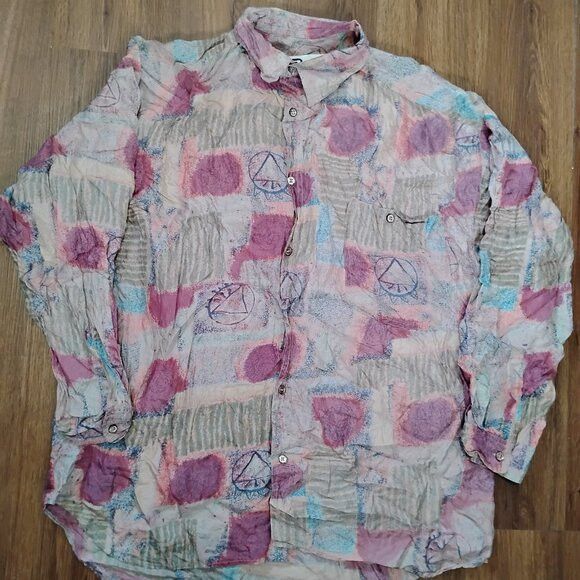 Other Vintage Protest Abstract Geometric Silk Button Shirt Size US L / EU 52-54 / 3 - 2 Thumbnail