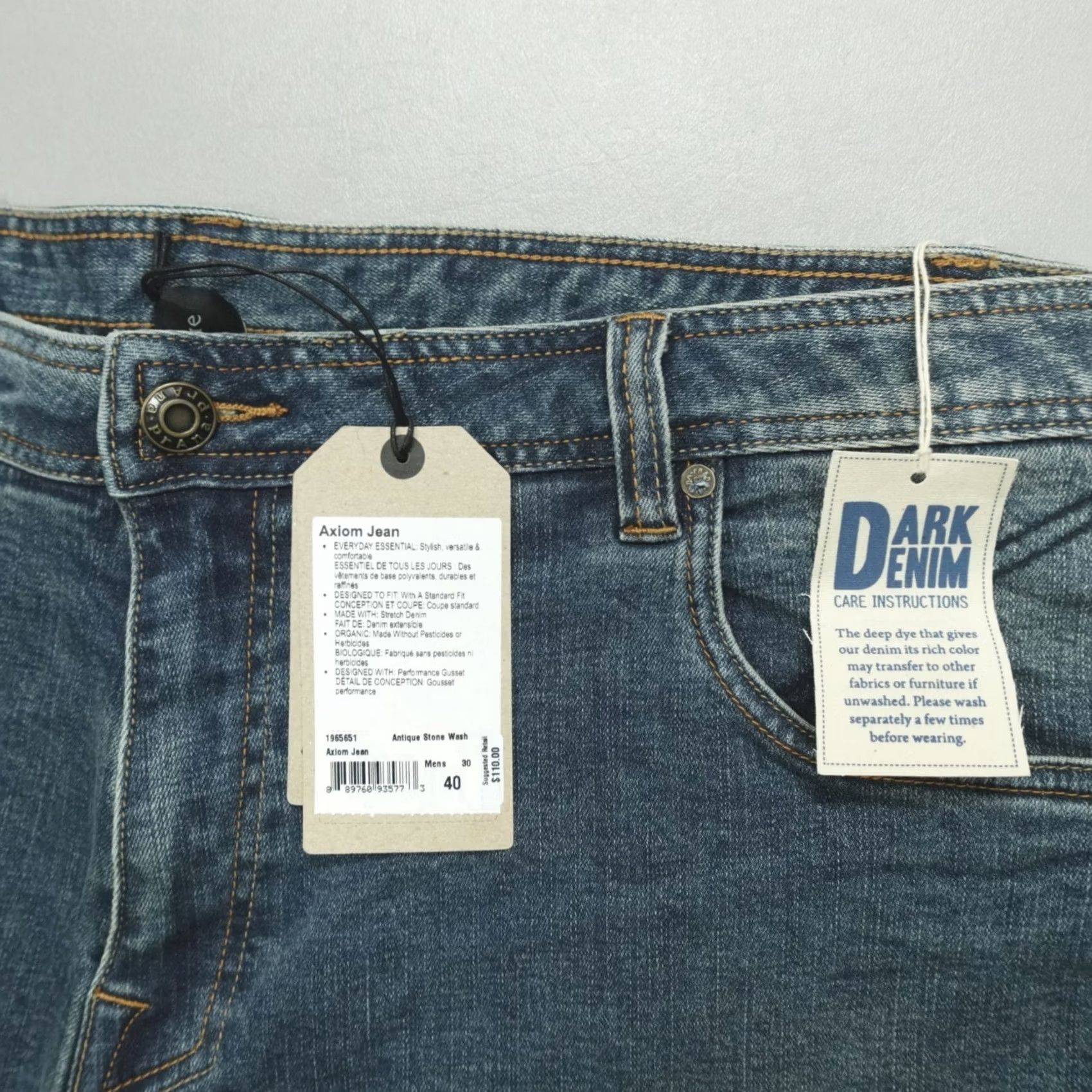 Prana Prana Axiom Jeans Men’s 40x30 Stretch Denim Straight Regular Stone Wash Blue 5-Pocket Mens Leather Logo? Size US 40 / EU 56 - 2 Thumbnail