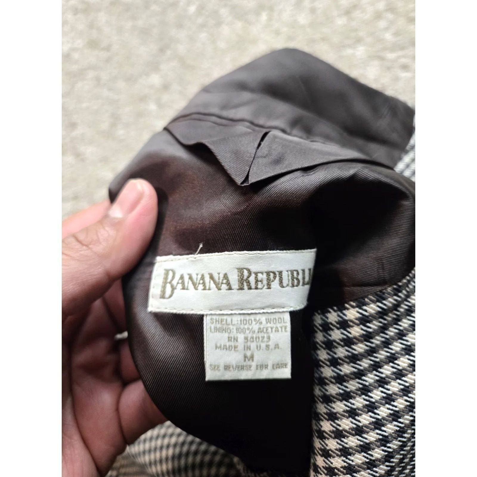 Banana Republic VINTAGE Banana Republic Blazer Jacket Mens Medium Houndstooth Elbow Patches USA Size 40R - 6 Thumbnail