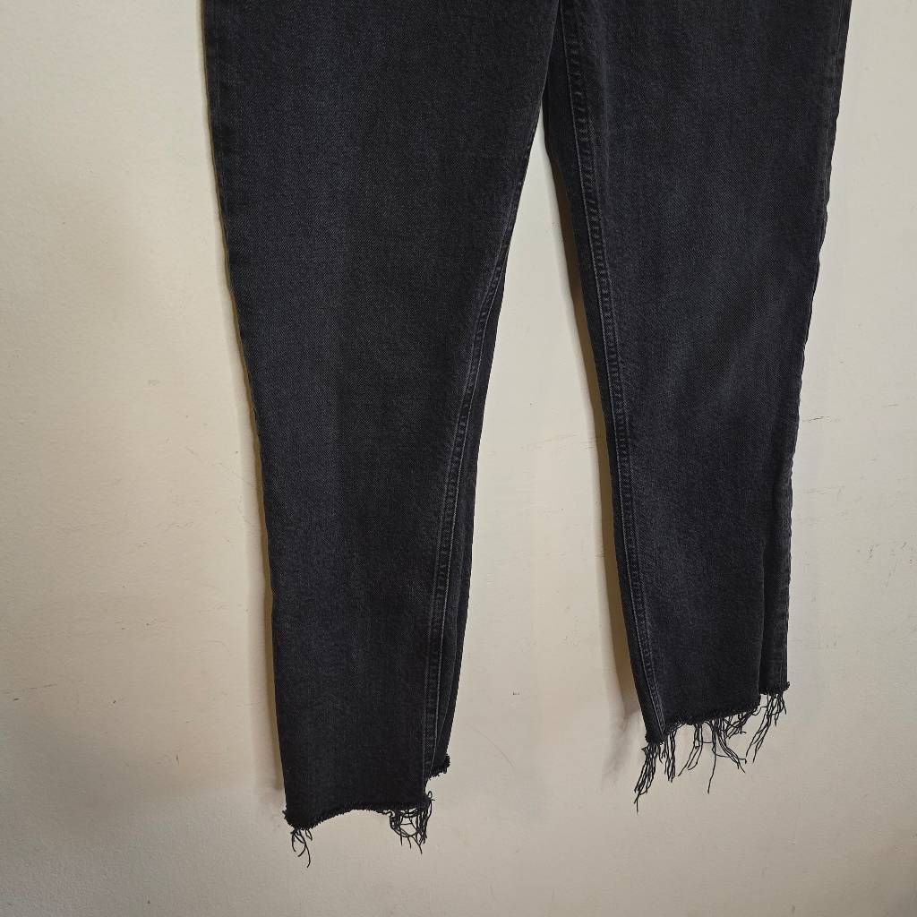Agolde AGOLDE Riley Jeans Women’s 26 Black High Waist Straight Leg Cropped Raw Hem Size 26" / US 2 / IT 38 - 10 Thumbnail