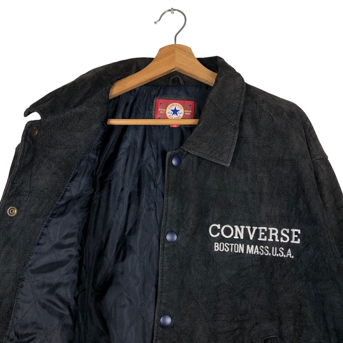 Japanese Brand Vintage Bomber Jacket Leather Converse Boston Mass All Star Size US L / EU 52-54 / 3 - 9 Thumbnail