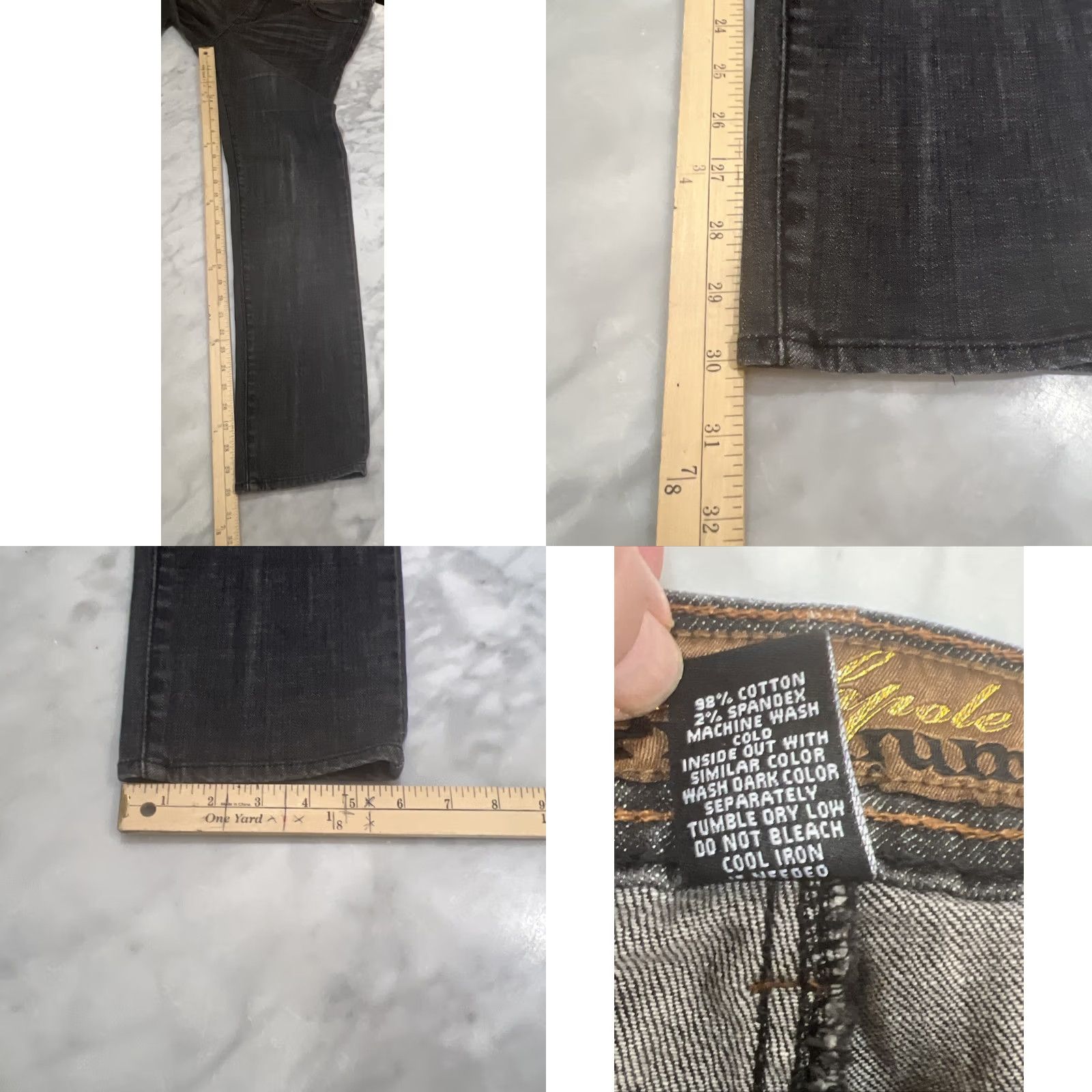 Southpole South Pole Premium Jeans Women’s 11 Stretch Black Bling Rhinestones Size 32" / US 10 / IT 46 - 9 Thumbnail