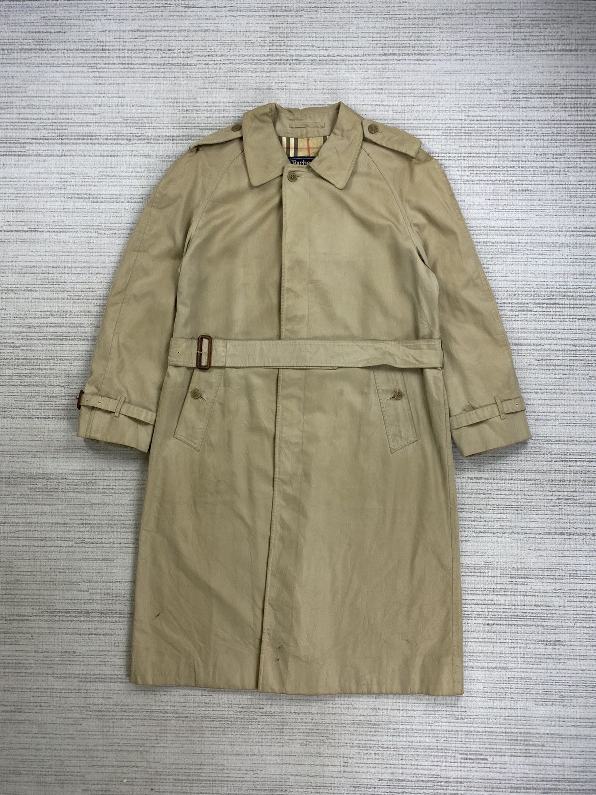 Burberry Vintage 90s Burberrys Nova Check Trench Coat Jacket Size US M / EU 48-50 / 2 - 2 Thumbnail