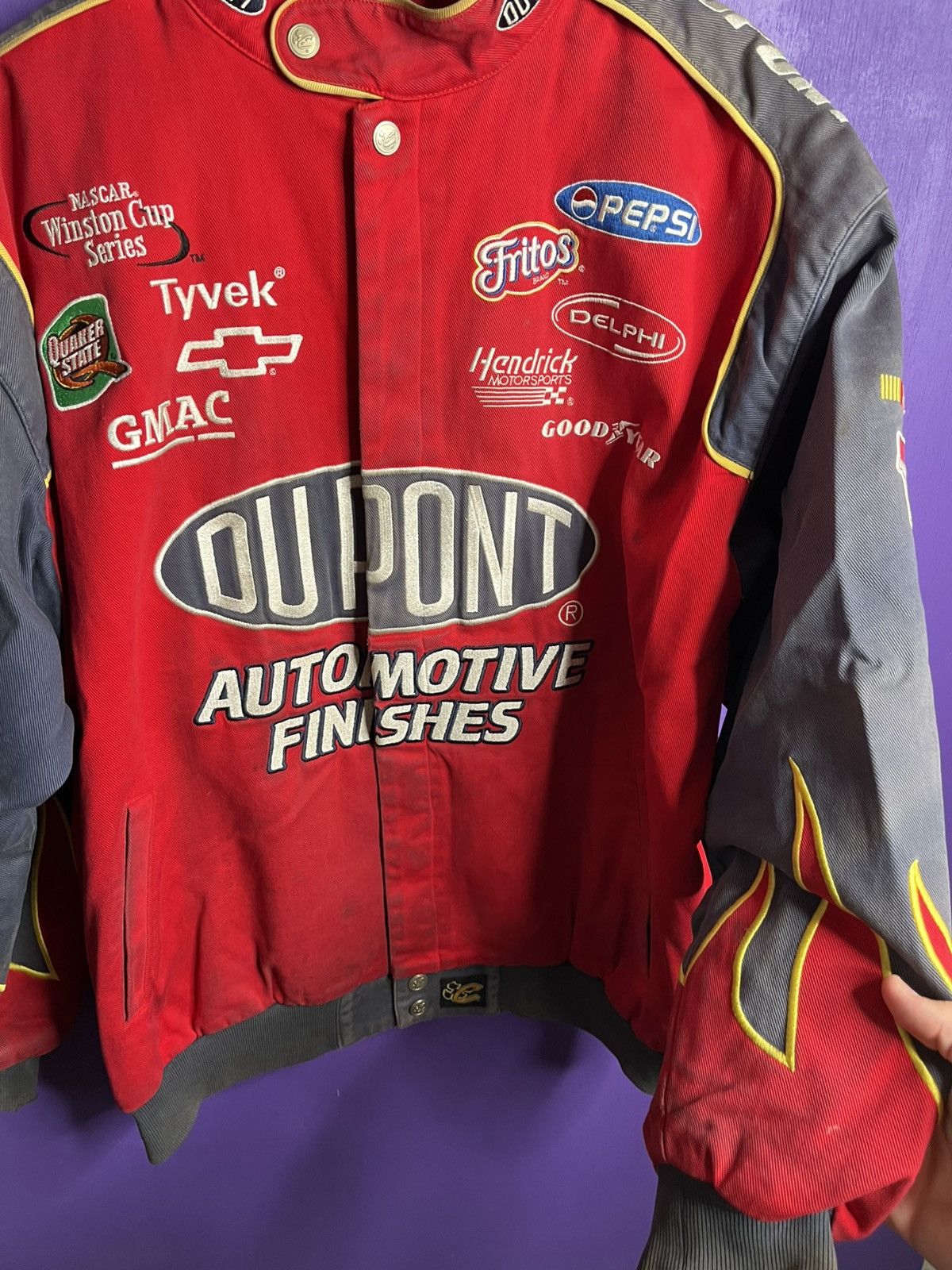 NASCAR × Vintage Vintage 90s NASCAR OUPOINT flame sleeve racing jacket Size US XL / EU 56 / 4 - 3 Thumbnail