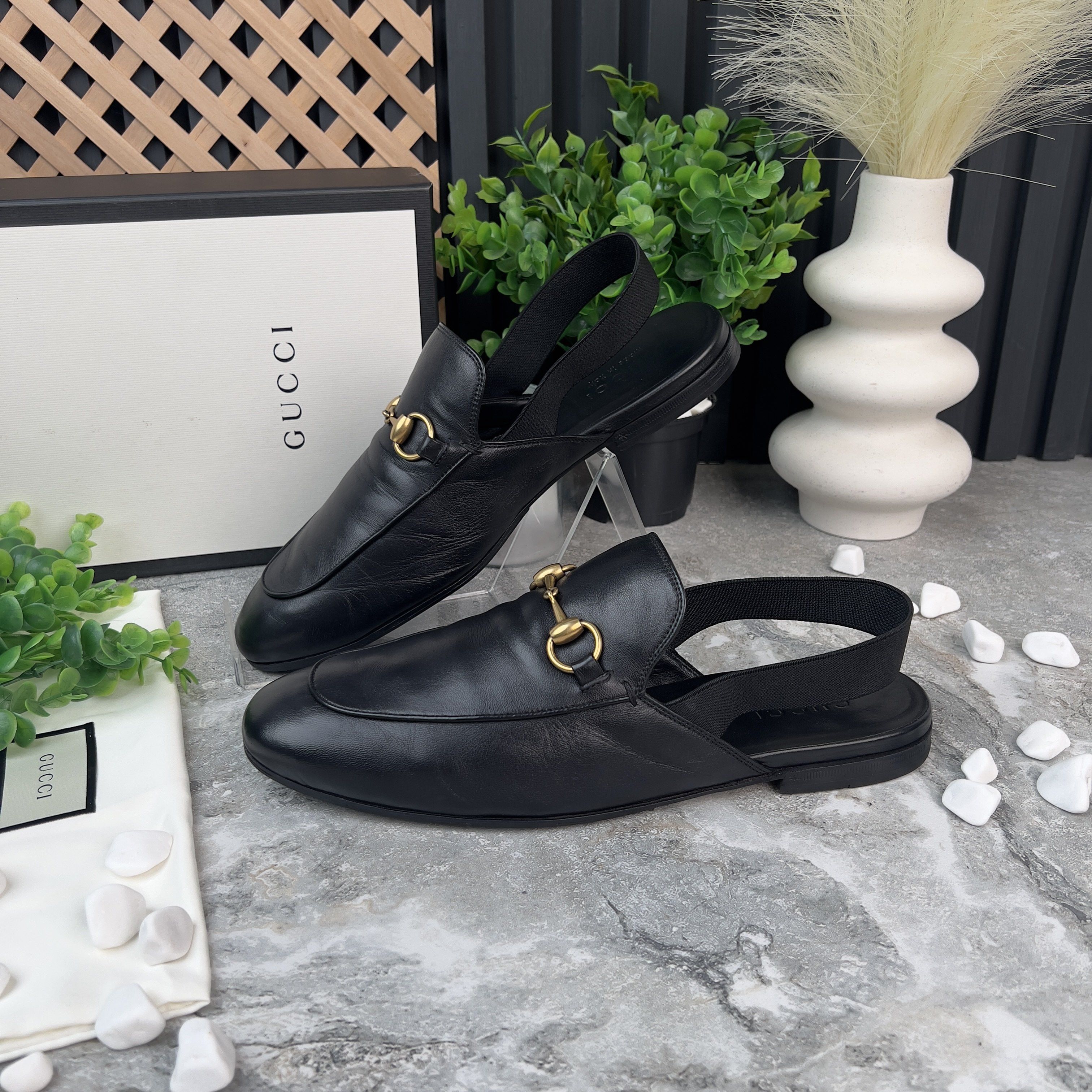 Gucci Princetown Horsebit Mule Slippers Slingback Black Leather Size US 8.5 / EU 41-42 - 2 Thumbnail