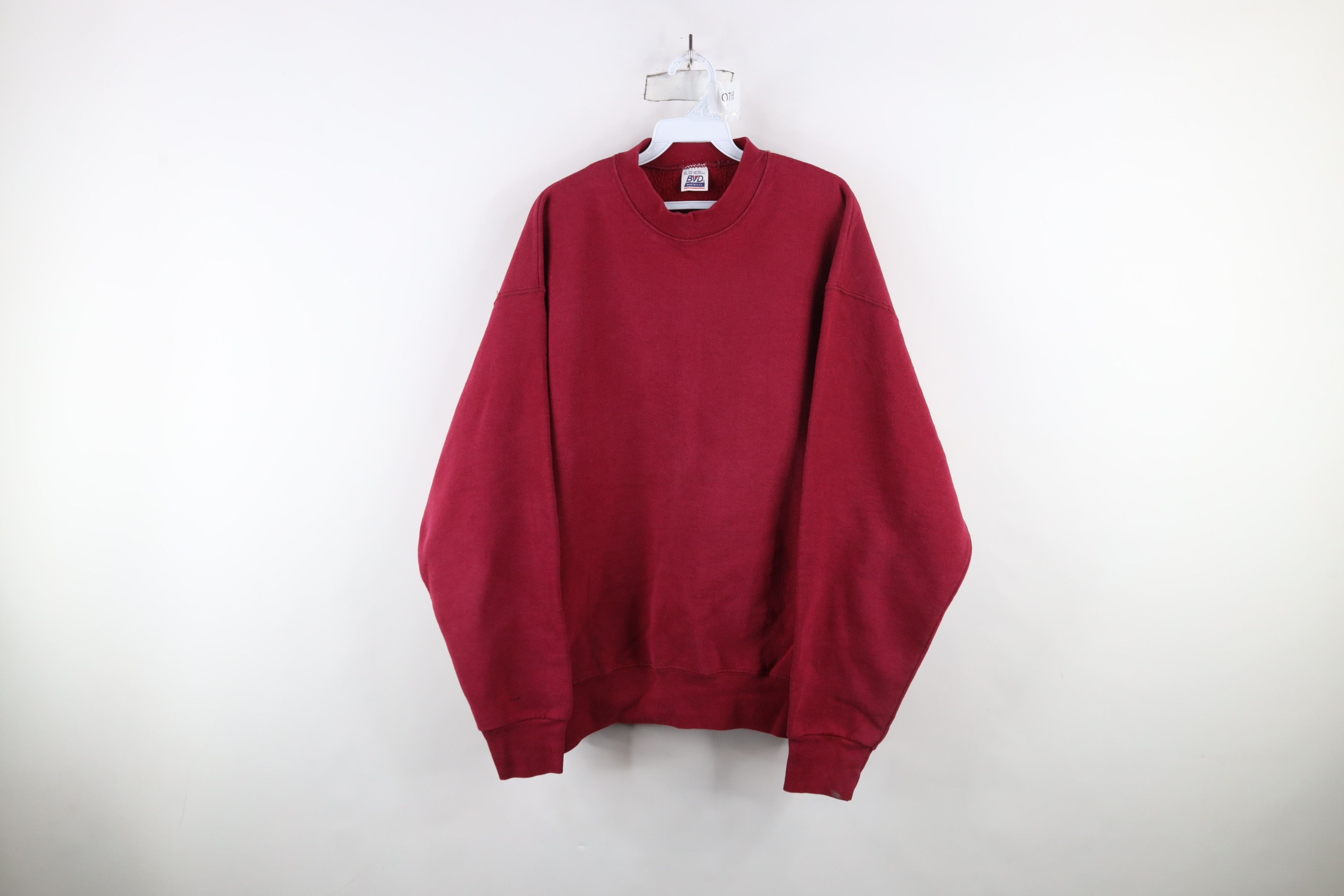 Vintage Vintage 90s Streetwear Blank Heavyweight Sweatshirt Red USA Size US XL / EU 56 / 4 - 1 Thumbnail