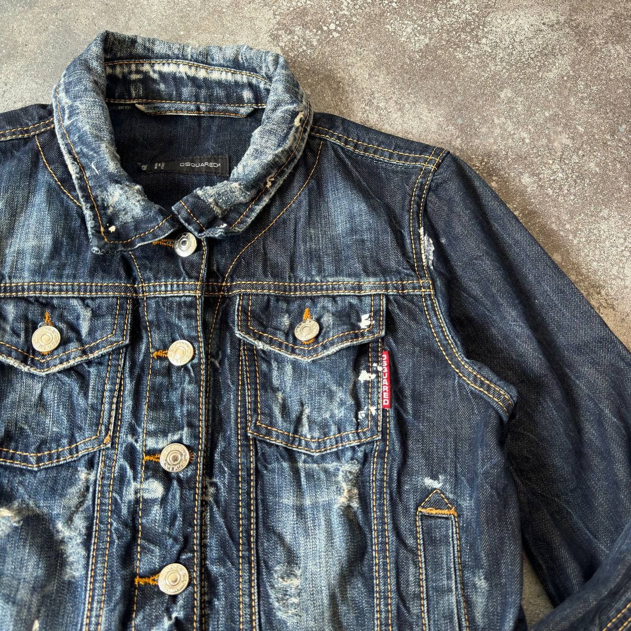 Dsquared2 DSQUARED2 Distressed/Washed Denim Cropped Jacket Size S / US 4 / IT 40 - 6 Thumbnail