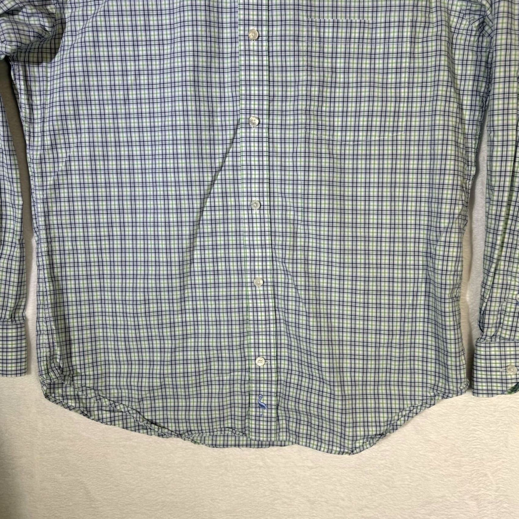 Tailorbyrd TAILORBYRD Men's Shirt Plaid Button-Down Long Sleeve Blue Green Embroidered Flamingo Pocket Cotton Regular M Size US M / EU 48-50 / 2 - 3 Thumbnail