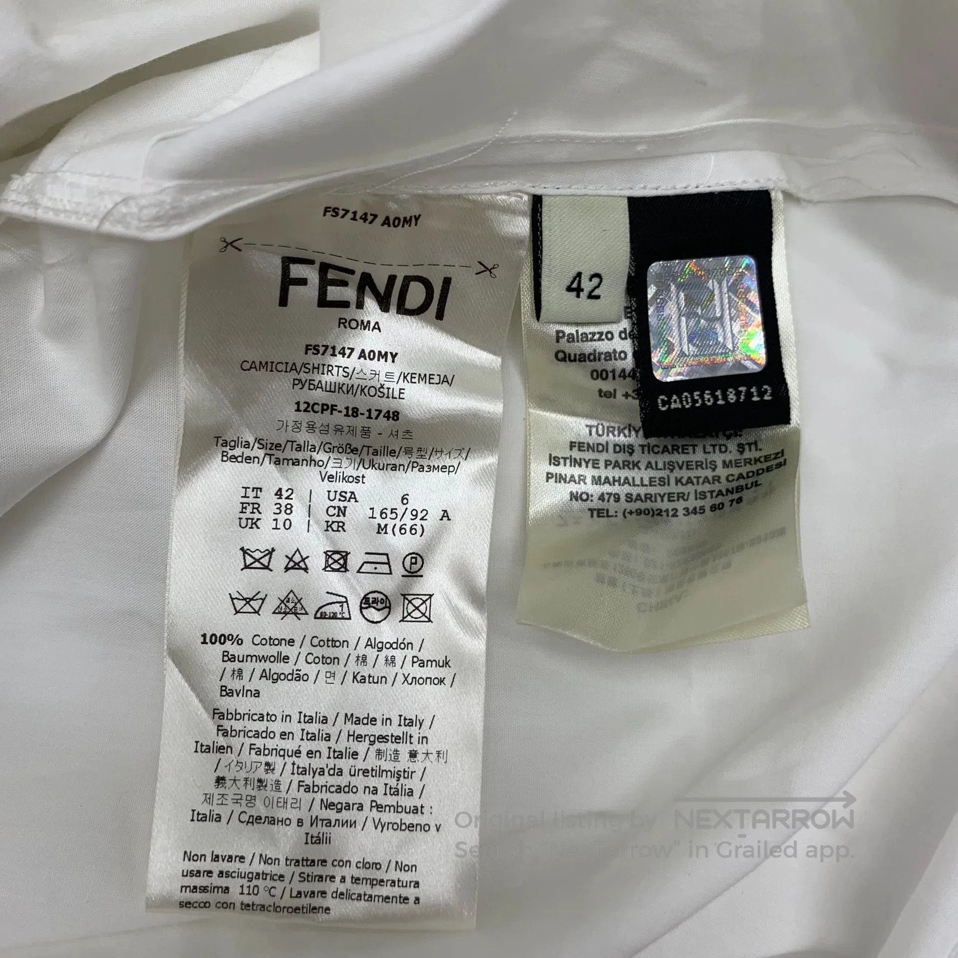 Fendi FENDI White Cotton Shirt Size 42. Size US XS / EU 42 / 0 - 7 Thumbnail
