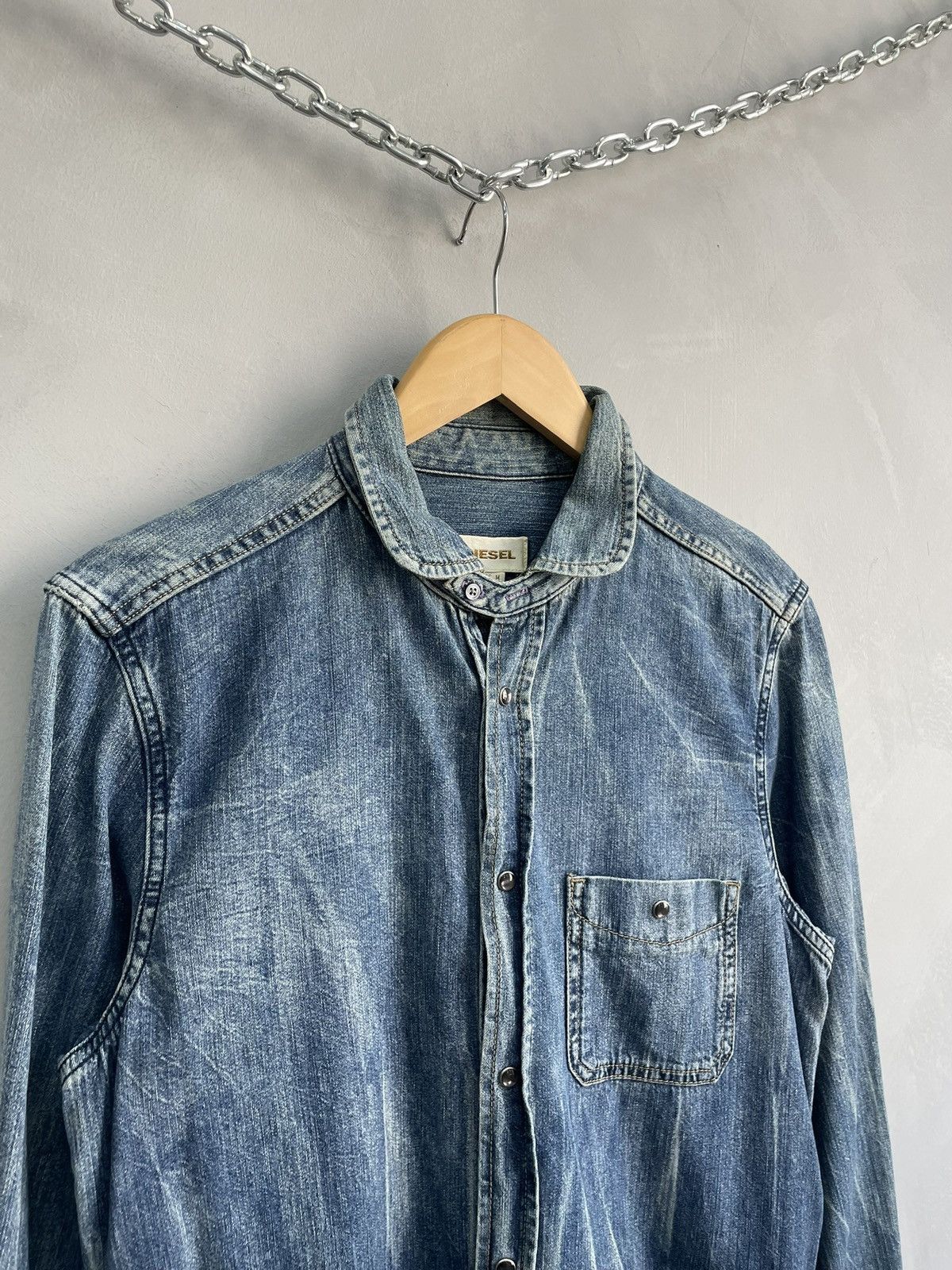 Diesel Vintage distressed denim washed Diesel shirt button up y2k Size US M / EU 48-50 / 2 - 3 Thumbnail