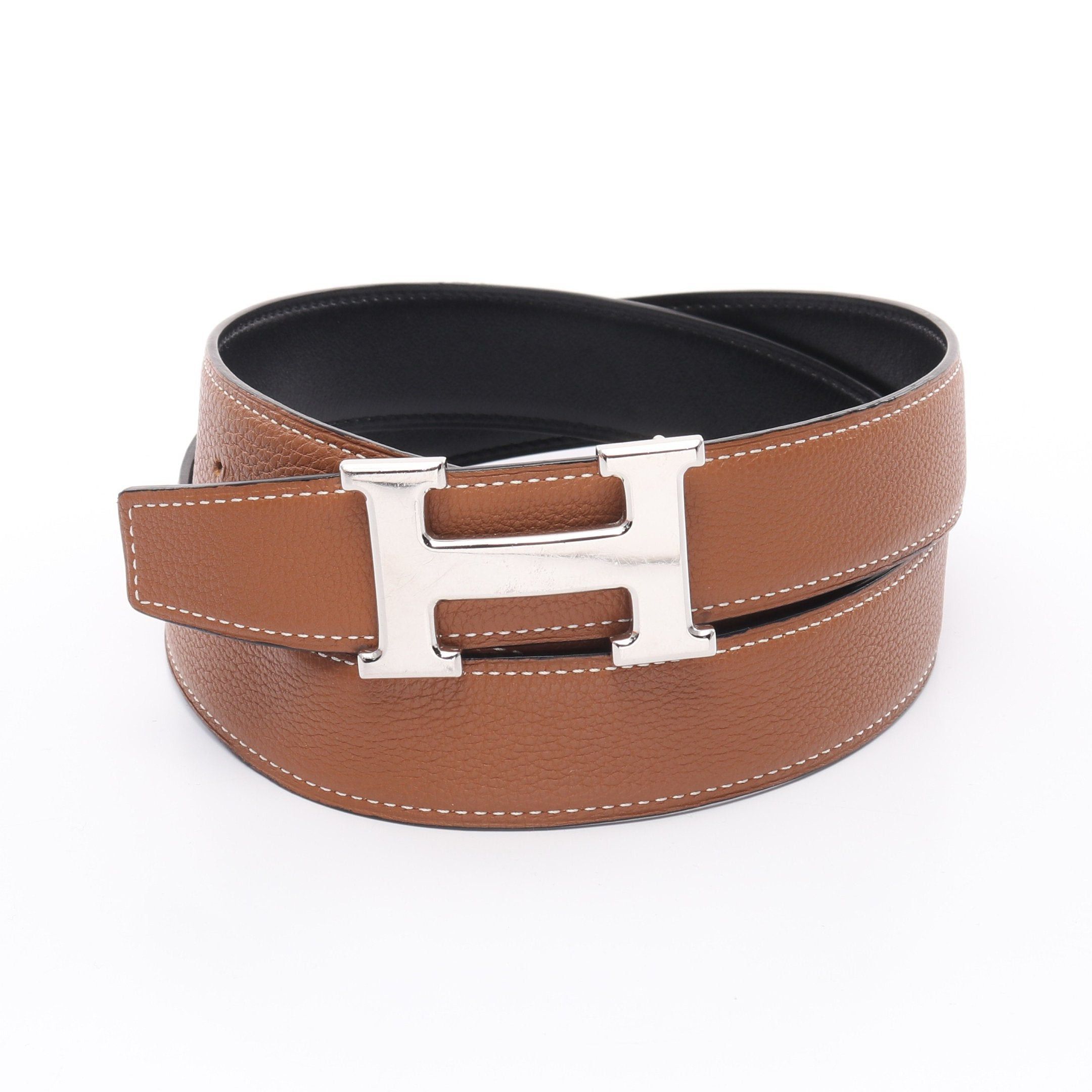 Hermes Hermes Constance H-Belt Noir Gold Belt Box Calf Togo Black Light Brown Silver Hardware Reversible U Stamp Size ONE SIZE - 1 Thumbnail