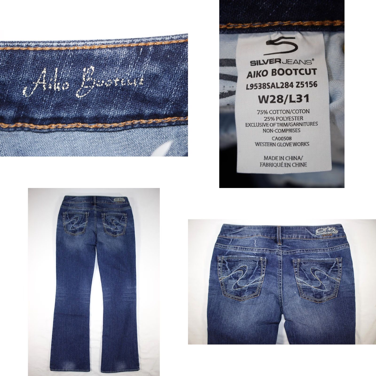 Silver Jeans Co. Silver Jeans Aiko Bootcut Distressed Dark Wash Women's 28x31 Jeans Size 28" / US 6 / IT 42 - 8 Thumbnail