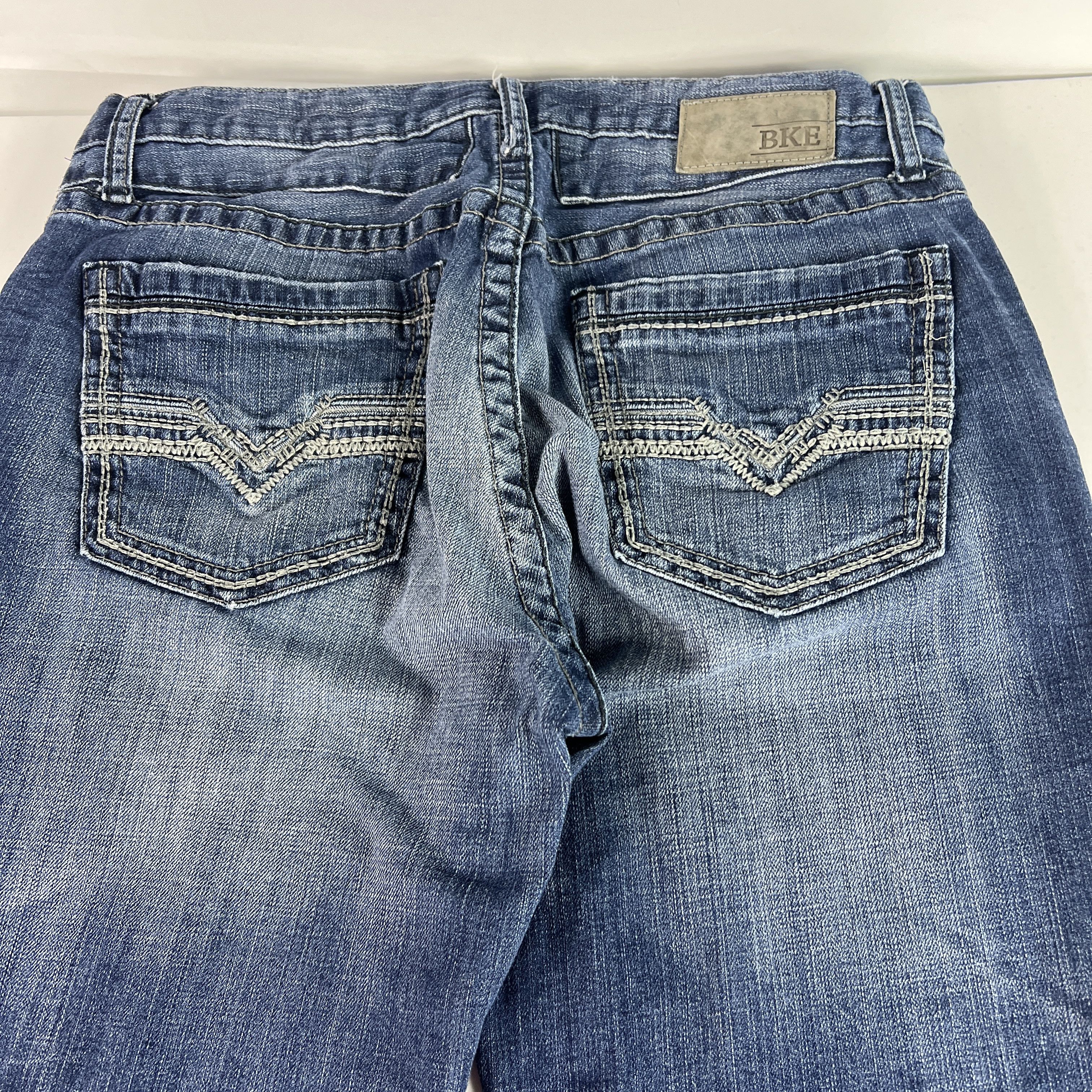 BKE BKE Jeans Long Derek Straight Leg Blue Faded Stretch Denim Size US 35 - 10 Thumbnail