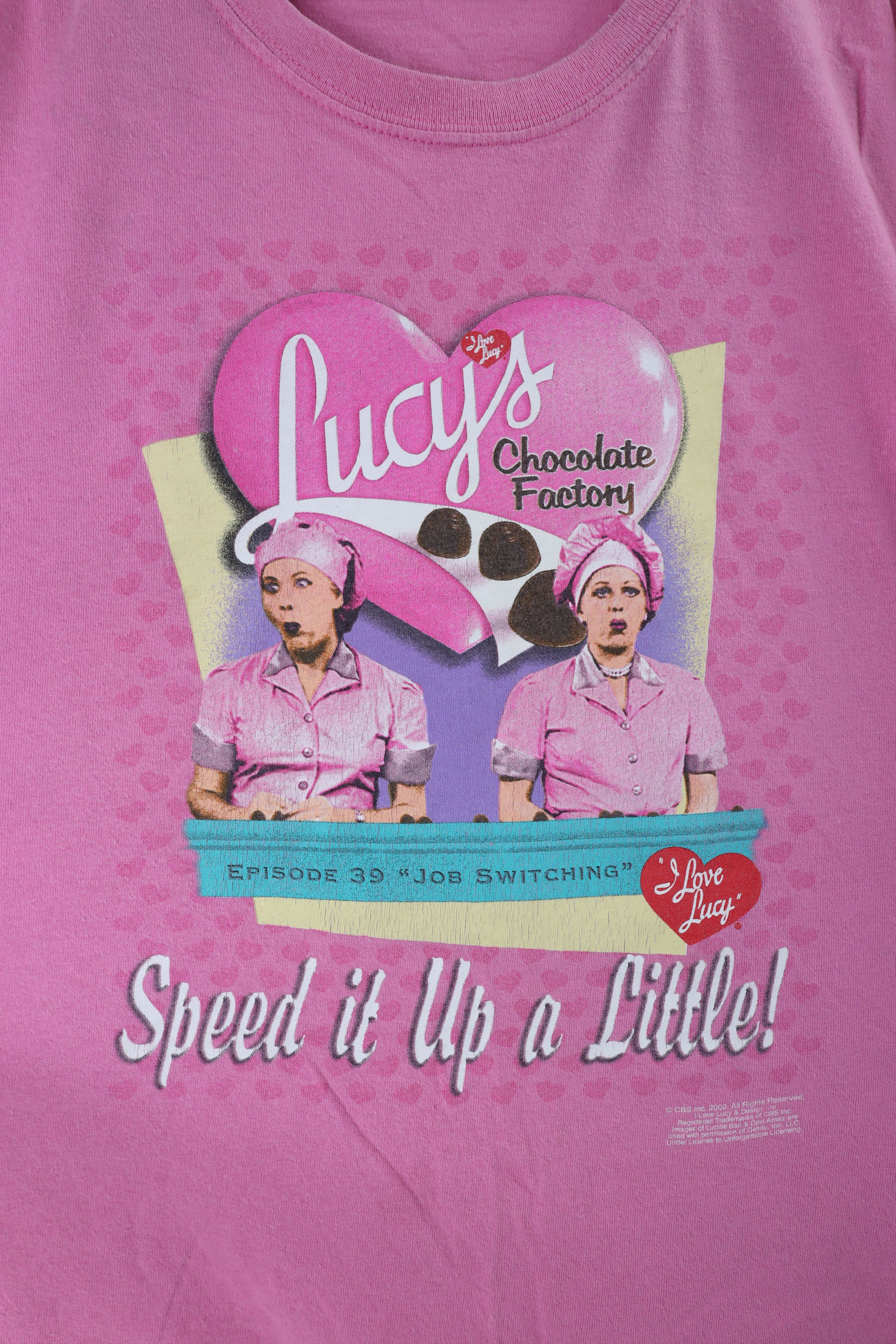 Vintage Vintage Y2K 2002 I Lucy Lucys Chocolate Factory T-Shirt Pink Size XXL / US 16-18 / IT 52-54 - 4 Thumbnail