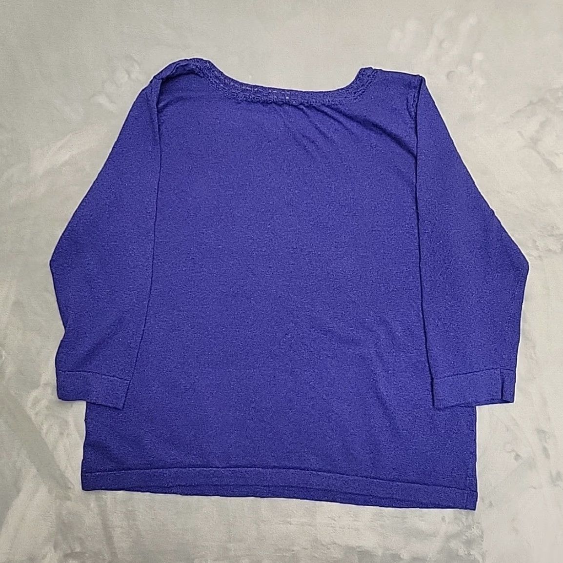 Talbots Talbots Knit Top Purple 3/4 Sleeve Crochet Lace Neckline XL Womens Pullover Casual Solid Knit 90s, Classic, American Womens XL Purple Talbots Knit Top Size XL / US 12-14 / IT 48-50 - 7 Thumbnail