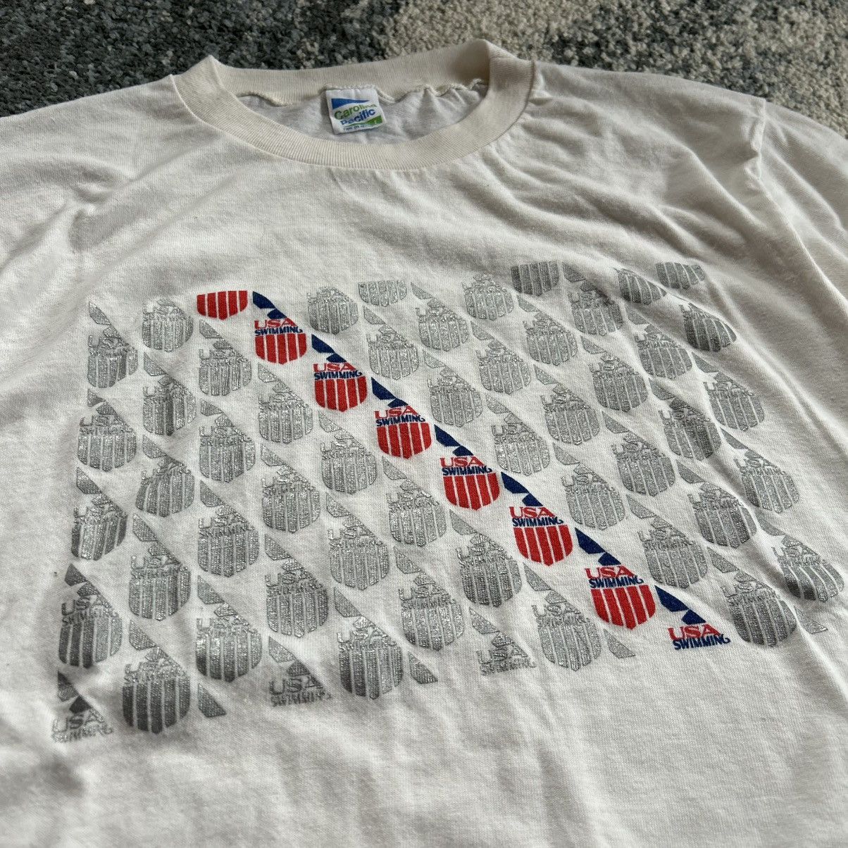 Vintage 80s Carolina Pacific USA SWiMMiNG SiNGLE STiTCH TEE OLYMPiCS Size US L / EU 52-54 / 3 - 2 Thumbnail