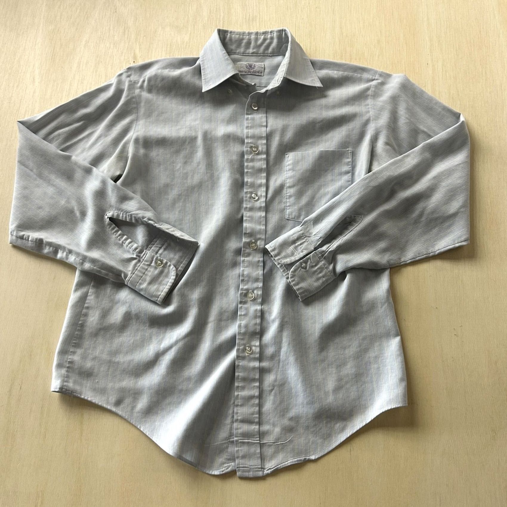 Vintage VINTAGE Ivy Classics Dress Shirt Mens 15.5 34/35 Blue Stripe Classic Fit Shirt Size 42R - 4 Thumbnail